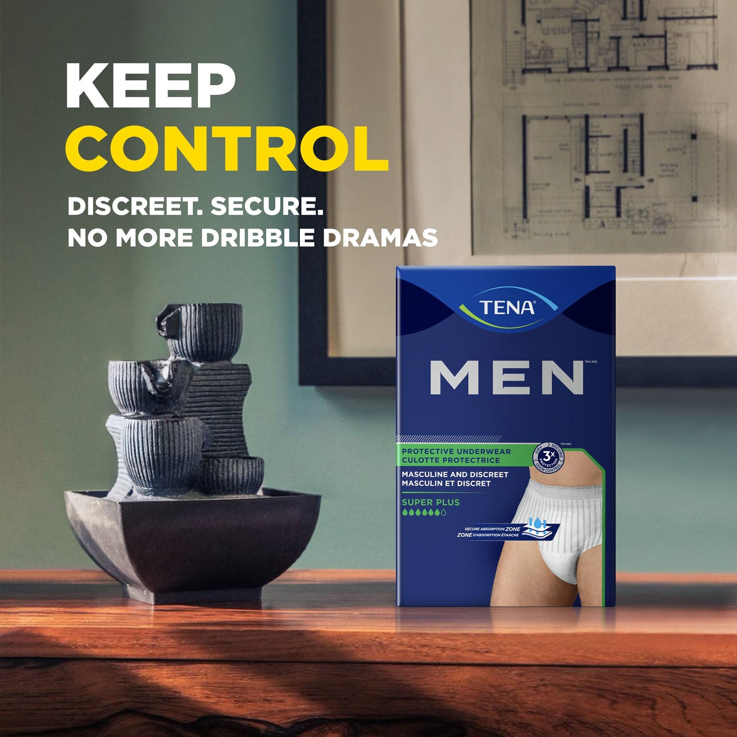 UNDERWEAR, MN TENA SM/MED (16/BG 4BG/CS)