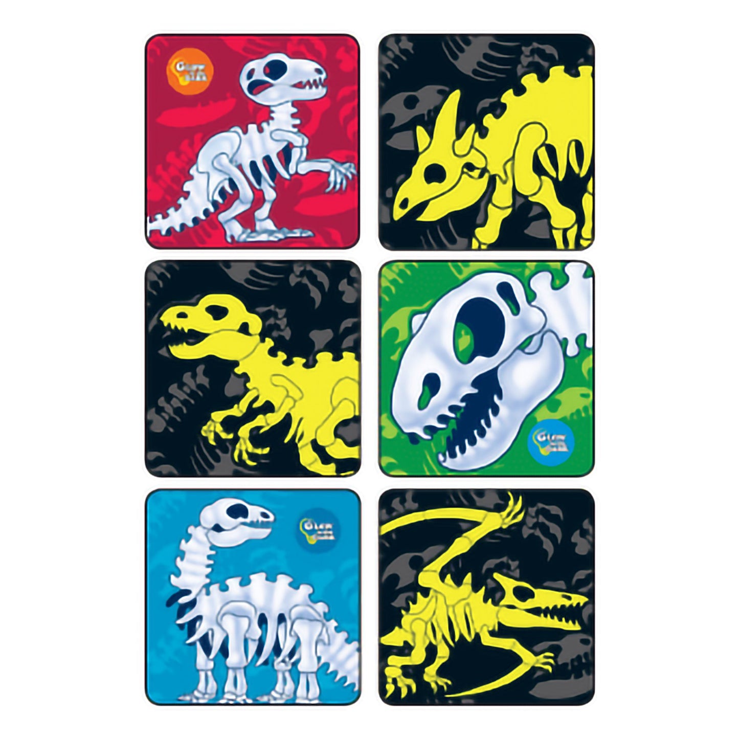 STICKER, GLOW-IN-THE-DARK DINOSAUR BONES ASST (90/PK)
