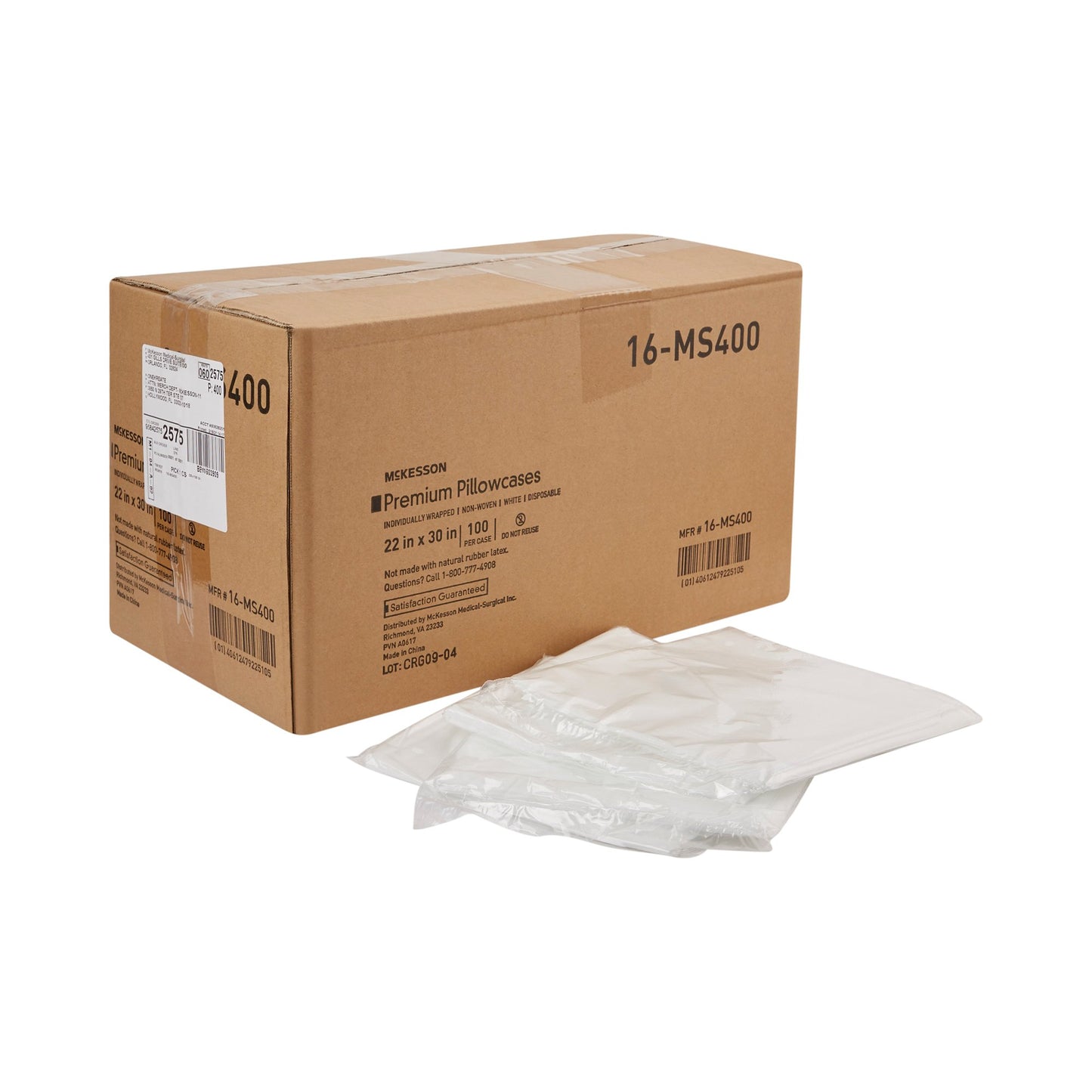 PILLOWCASE, DISP WHT 22X30 (100/CS)