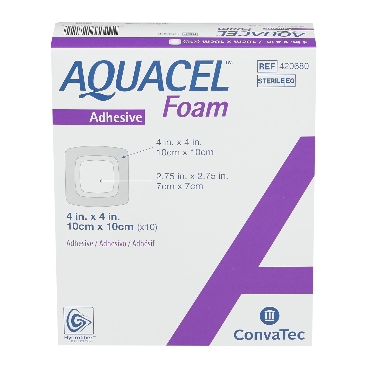 DRESSING, WOUND AQUACEL ADH FOAM 4"X4" (10/BX 18BX/CS)