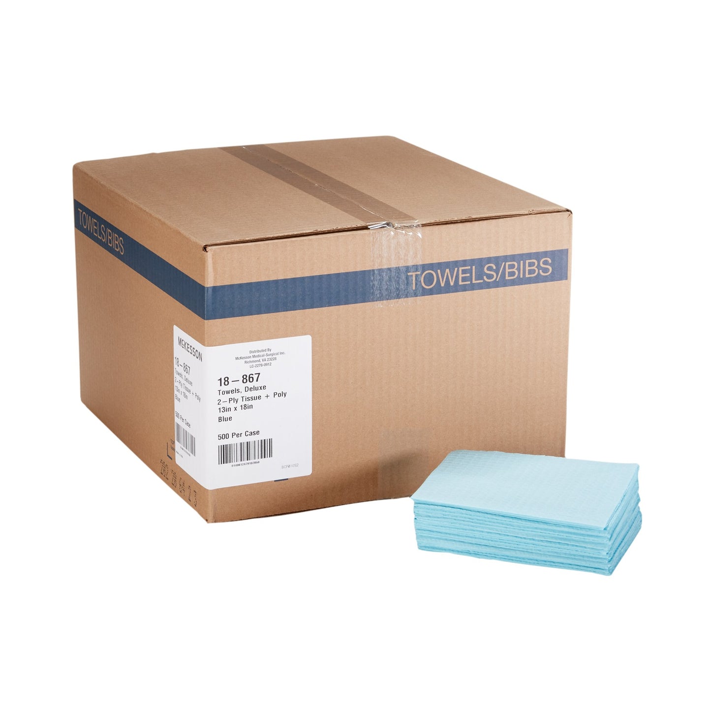 TOWEL, PRO 2PLY/POLY BLU 13X18(500/CS)