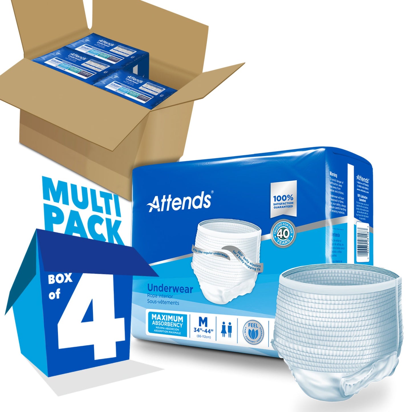 UNDERWEAR, ATTENDS MAX ABSRB MED (20BG 4BG/CS)