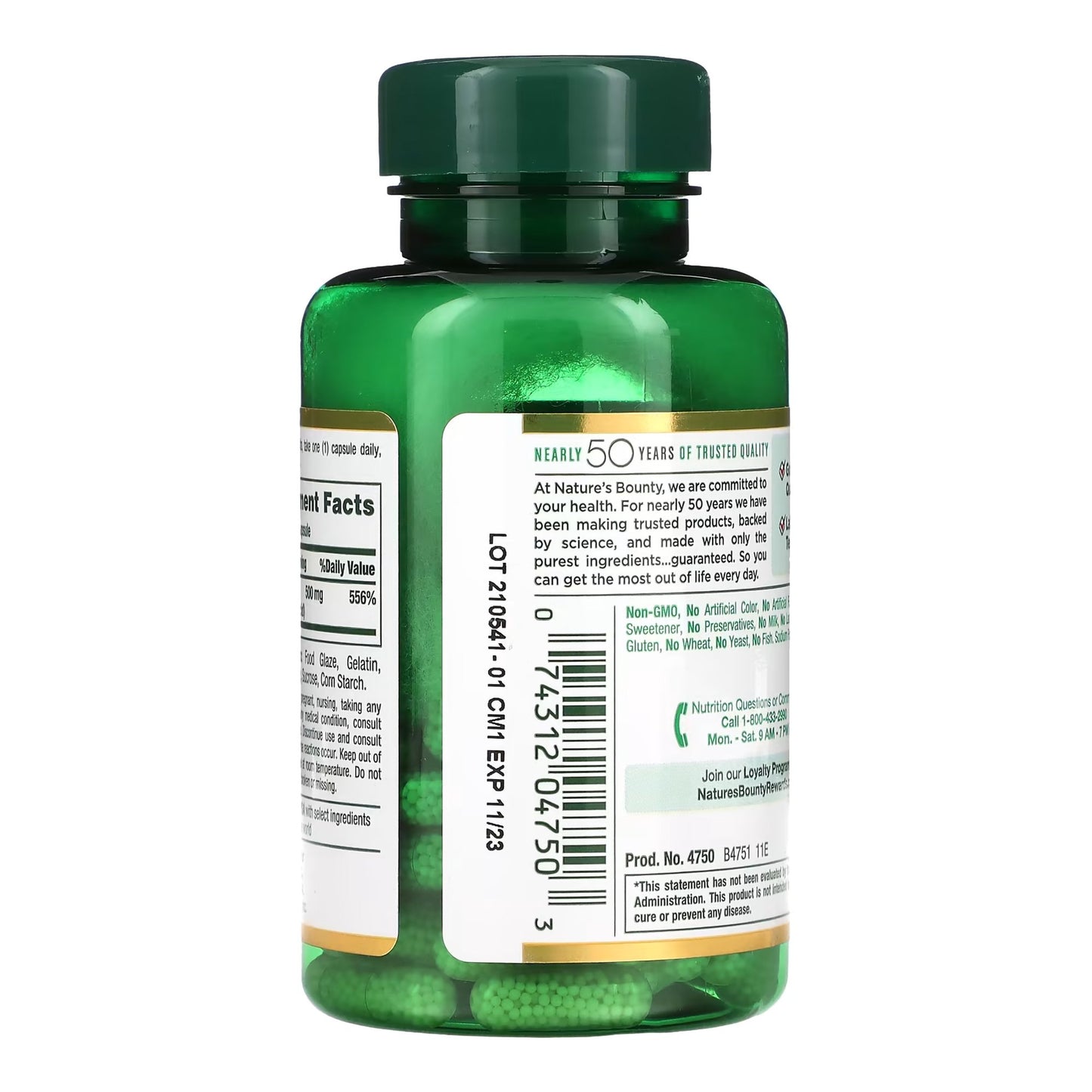 VITAMIN C, CAP NATURES BOUNTY 500MG (100/BT)