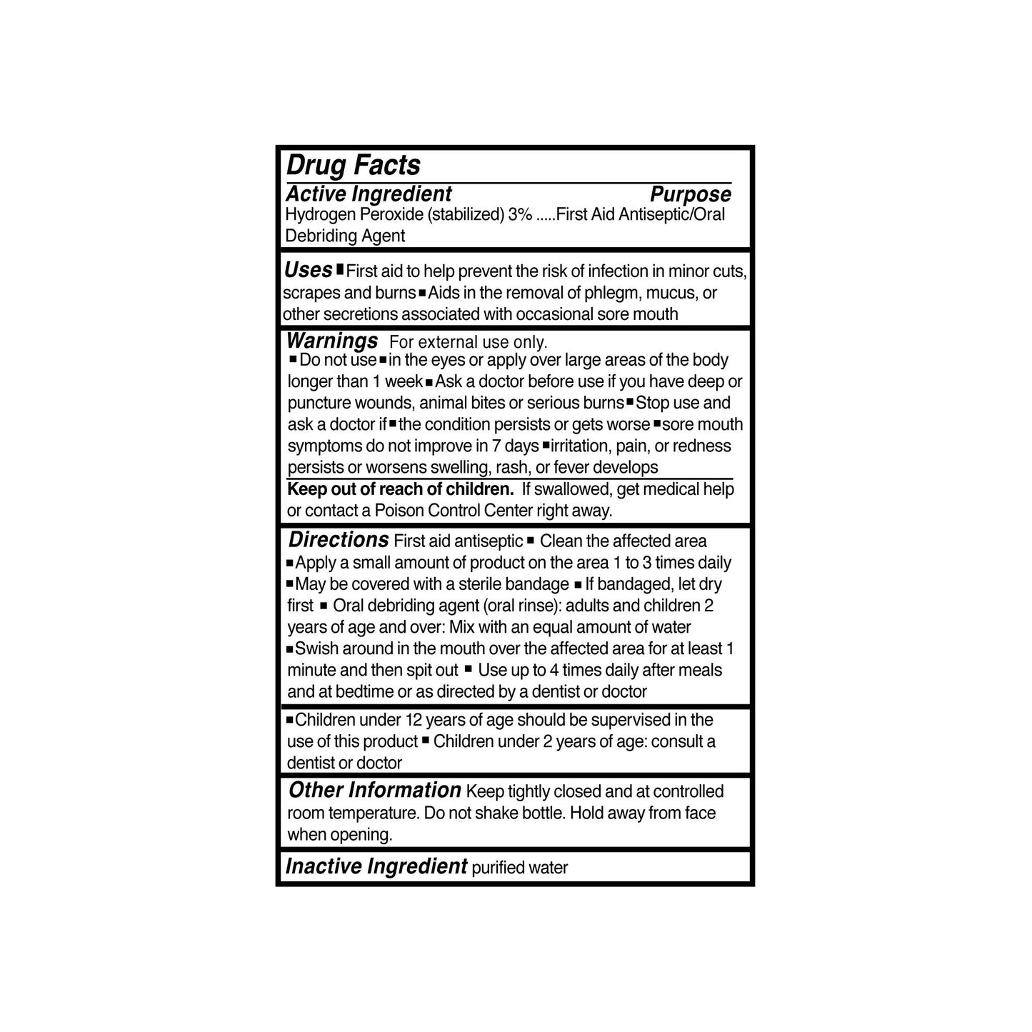 HYDROGEN PEROXIDE, 3% 4OZ (24/CS)
