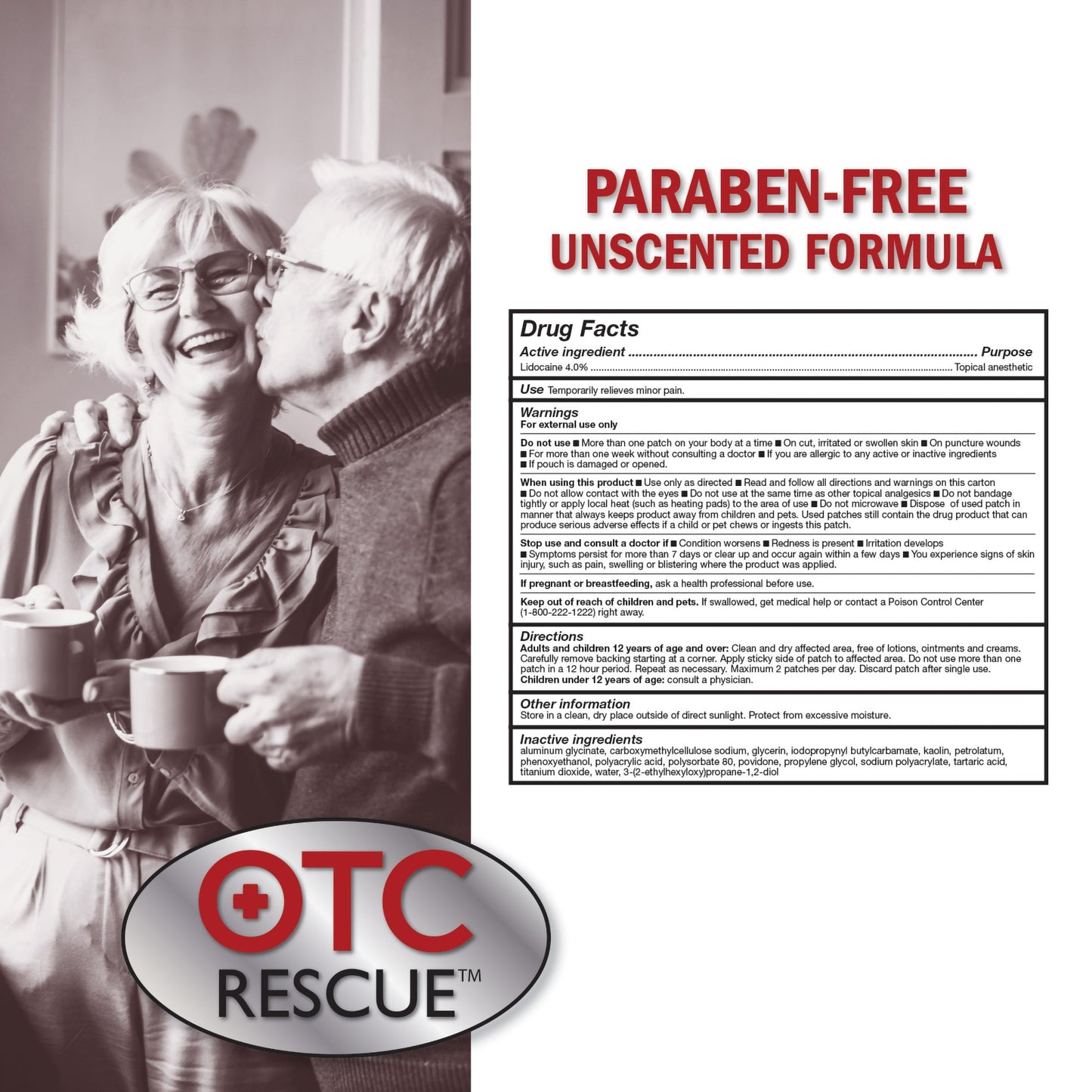 LIDOCAINE, PATCH PAIN RELIEF OTC RESCUE 30COUNT (8/CS)