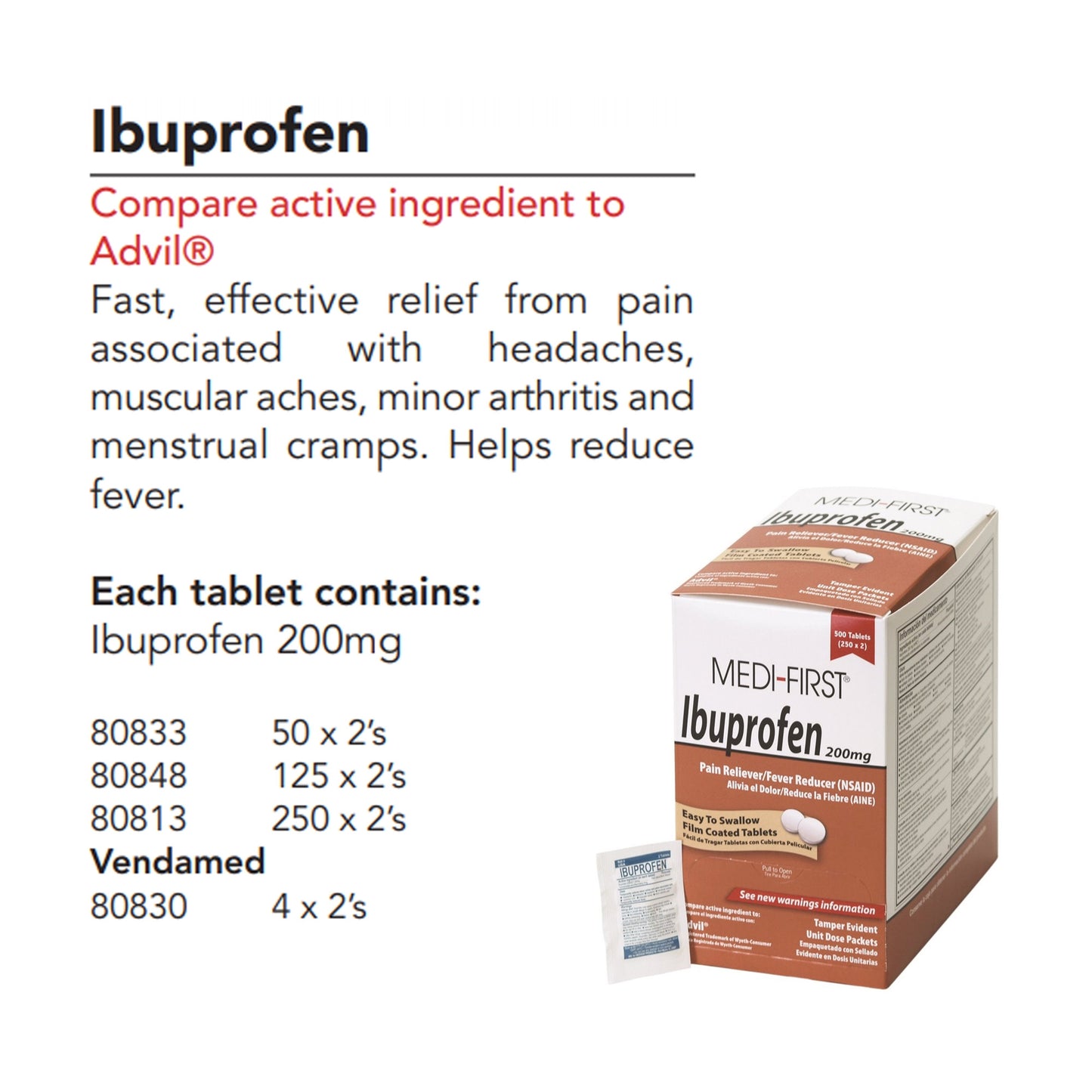 IBUPROFEN, TAB 200MG (2/PK 250PK/BX)
