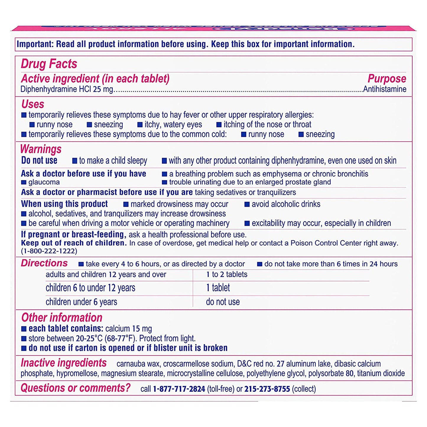 BENADRYL ULTRA, TAB 25MG (24/BX 24BX/CS)