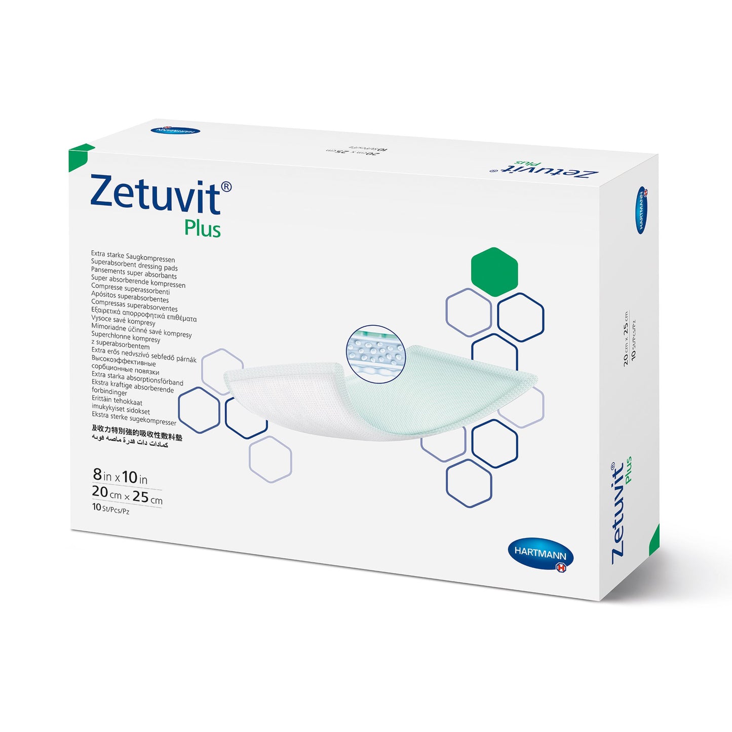 DRESSING, WOUND ZETUVIT PLUS W/SAP 8"X10" (10/BX)