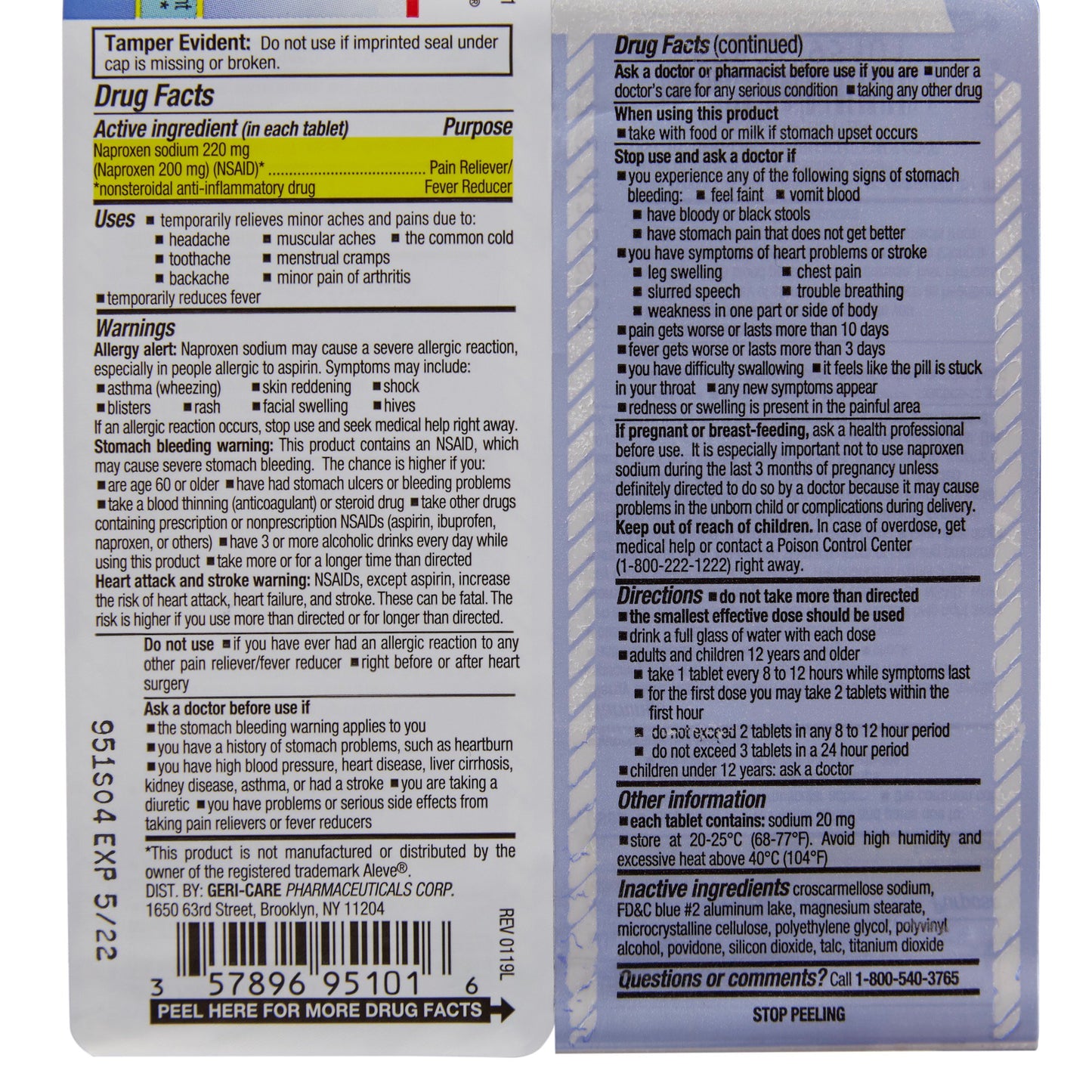 NAPROXEN SODIUM, TAB 220MG (100/BT 12BT/CS)