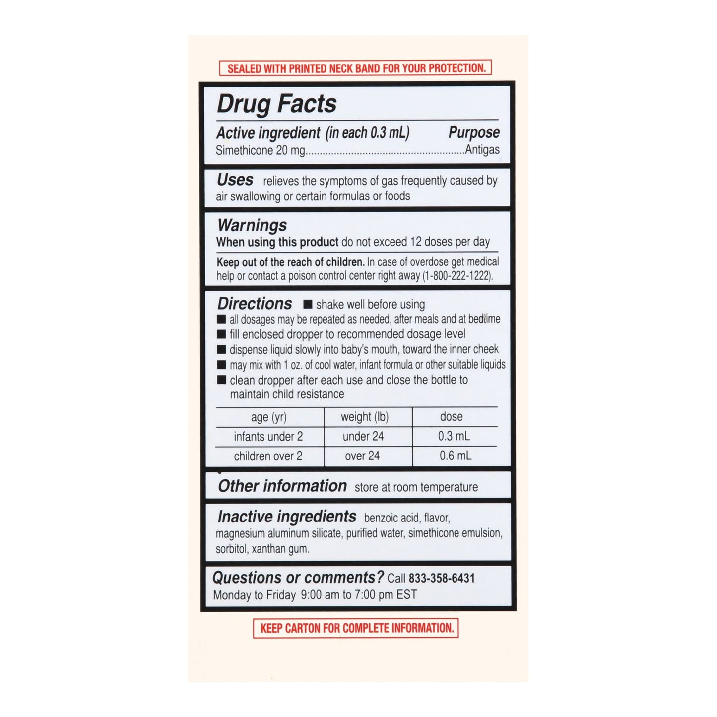 GAS RELIEF, DRP FT INF SIMETHICONE 20MG/0.3ML 1OZ