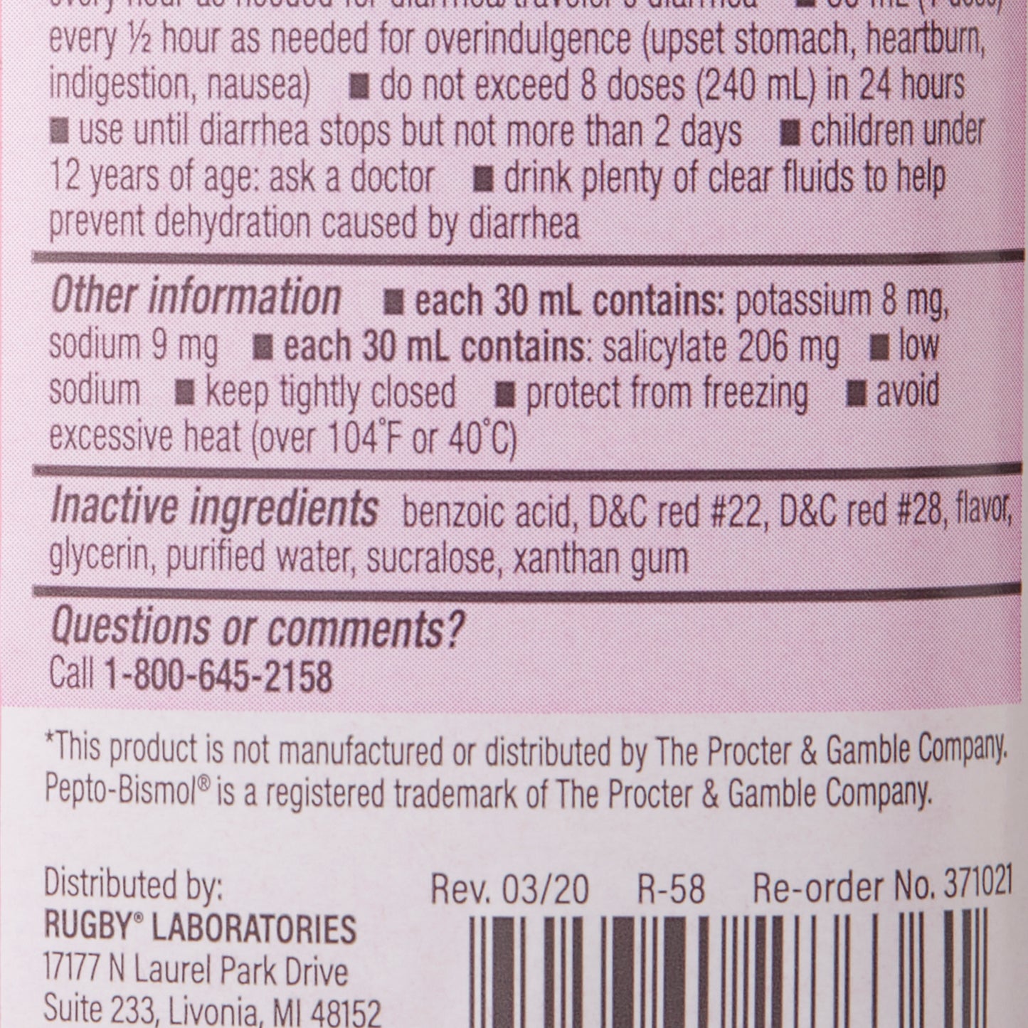 BISMUTH SUBSALICYLATE, ORAL SUSPN 525MG 8OZ