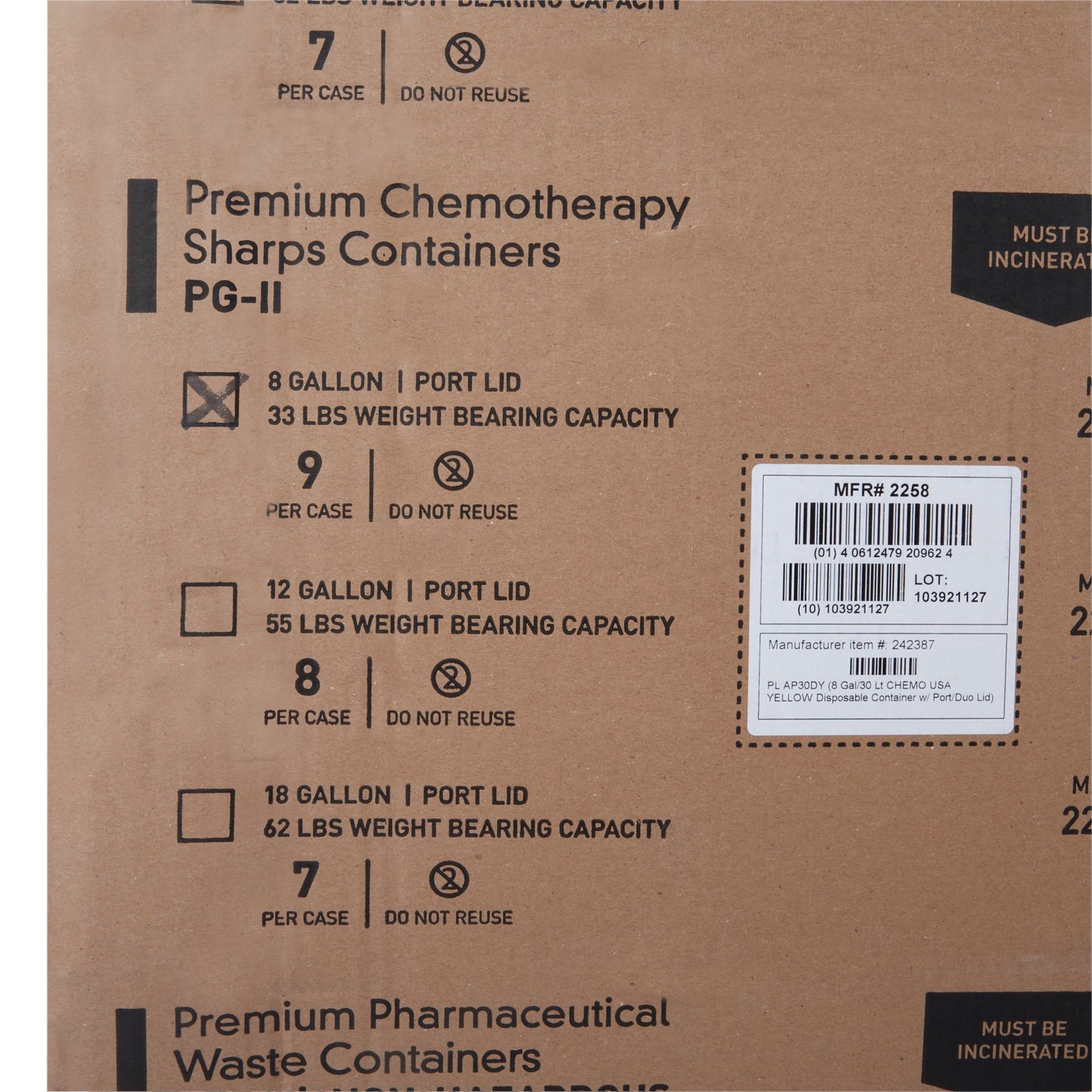 CONTAINER, SHARPS CHEMO YLW 8GL (9/CS)