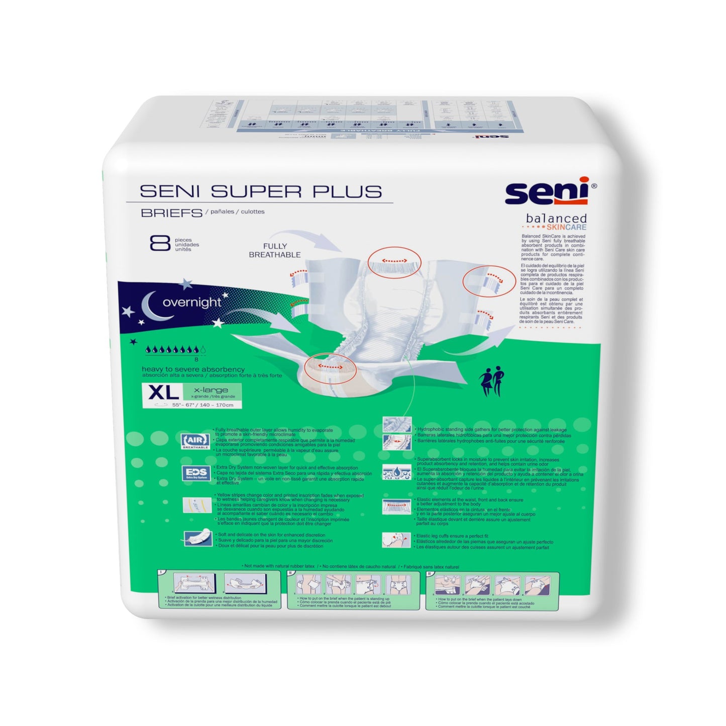 BRIEF, INCONT SENI SUPER PLUS XLG 55"-67" (8/PK 4PK/CS)