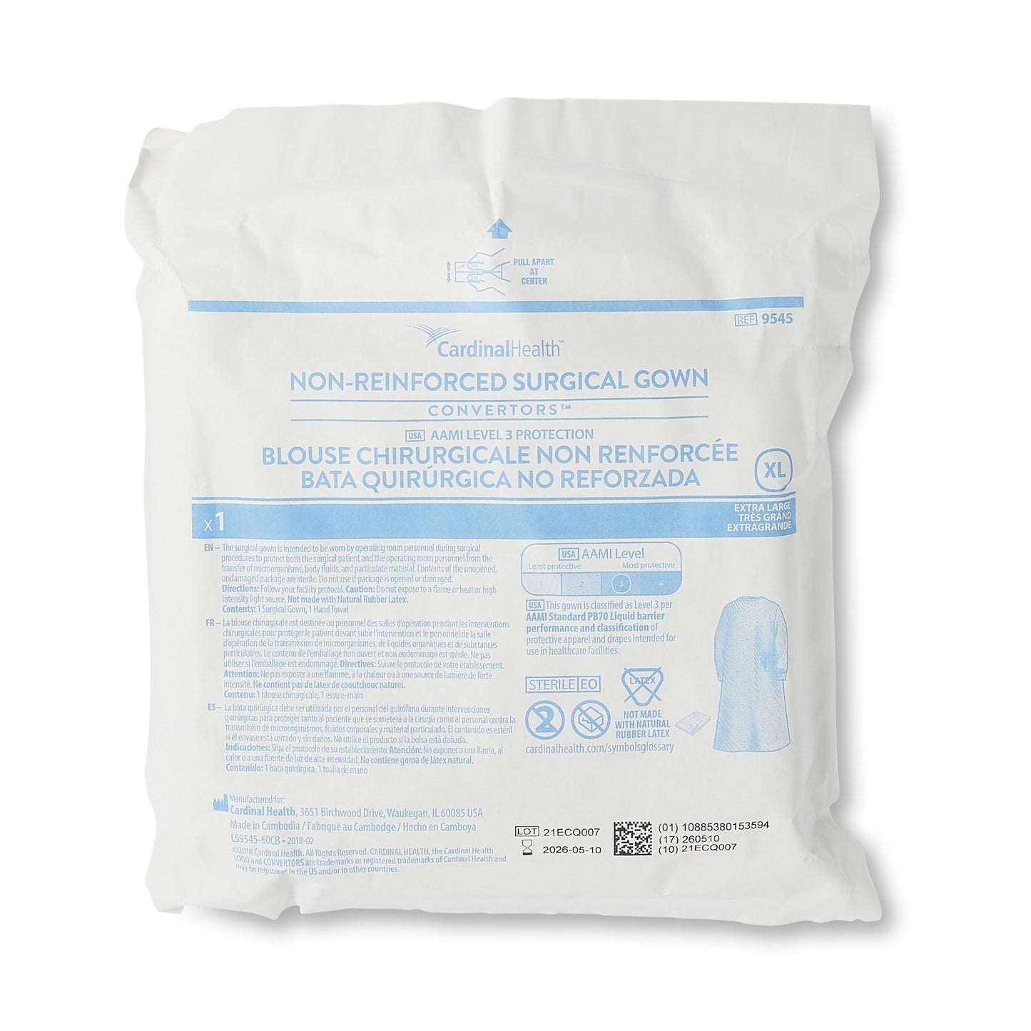 GOWN, SURG UNREINF A9545 XLG (20/CS)