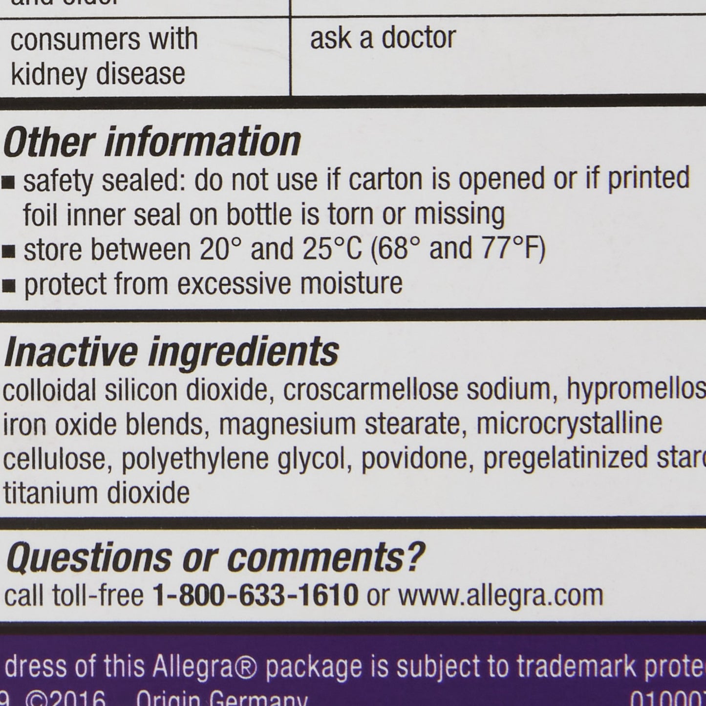 ALLEGRA 24HR, TAB 180MG ADLT (45/BT)