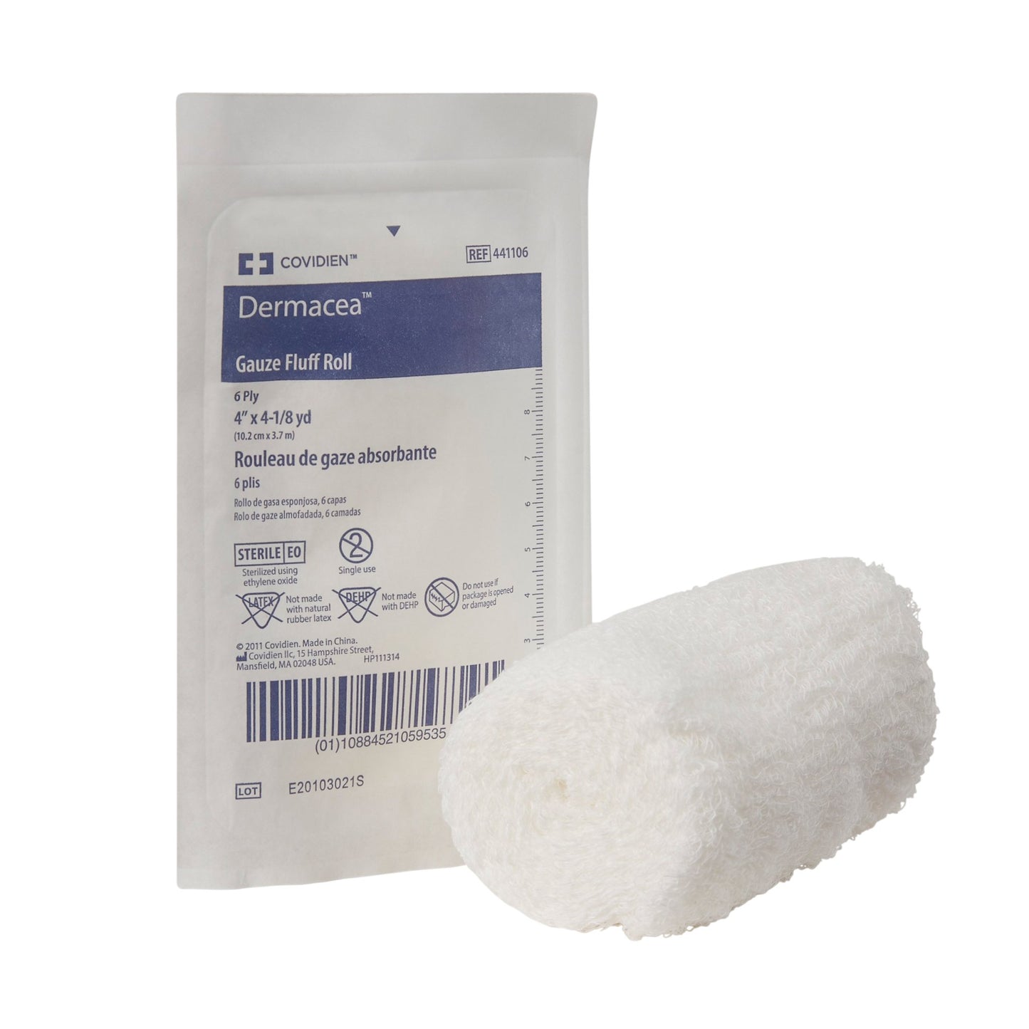 FLUFF, DERMACEA STR 4"X4YD (100RL/CS) KENDAL