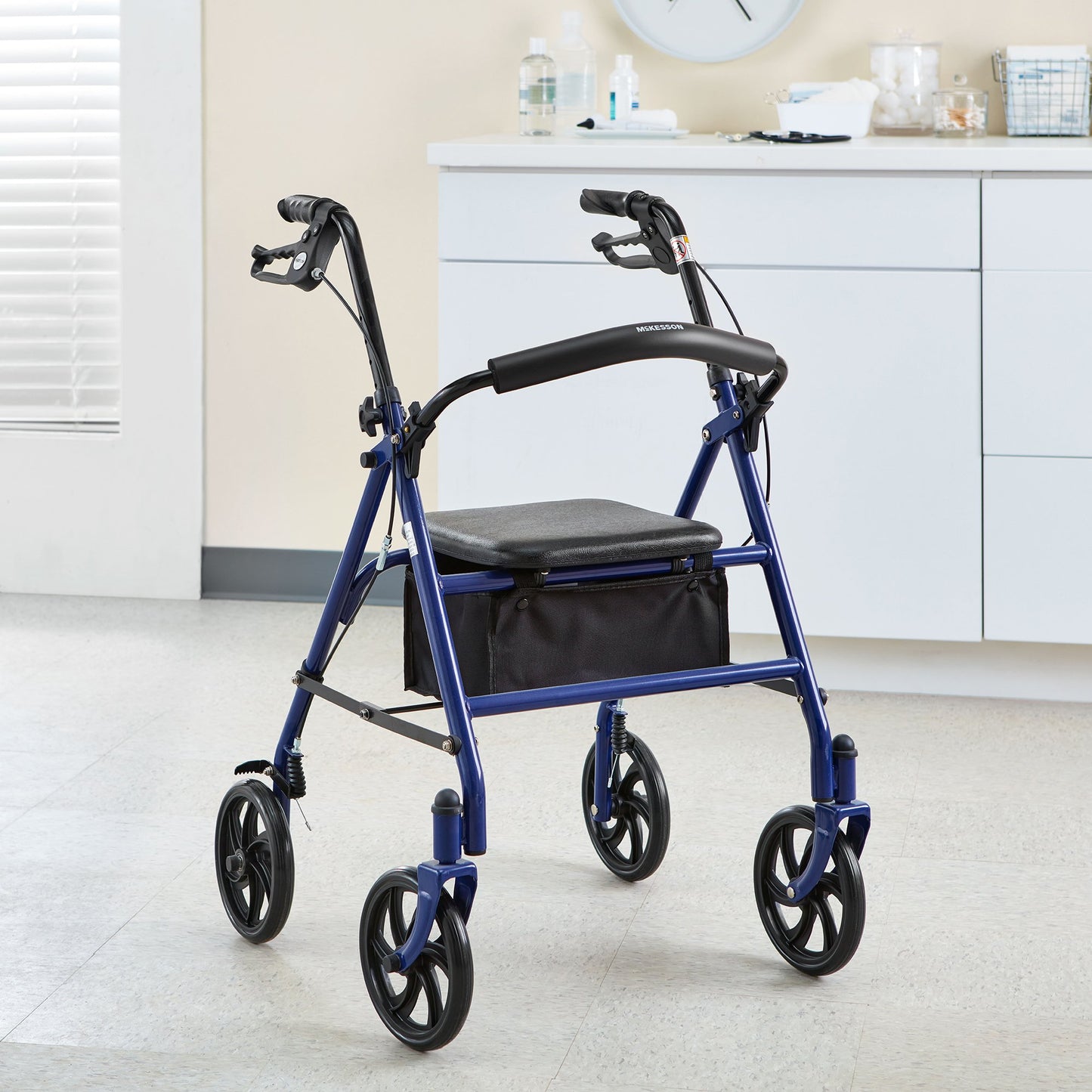 WALKER, ROLLATOR DURA FOLDING STEEL W/7.5" WHLS BLU 300LB