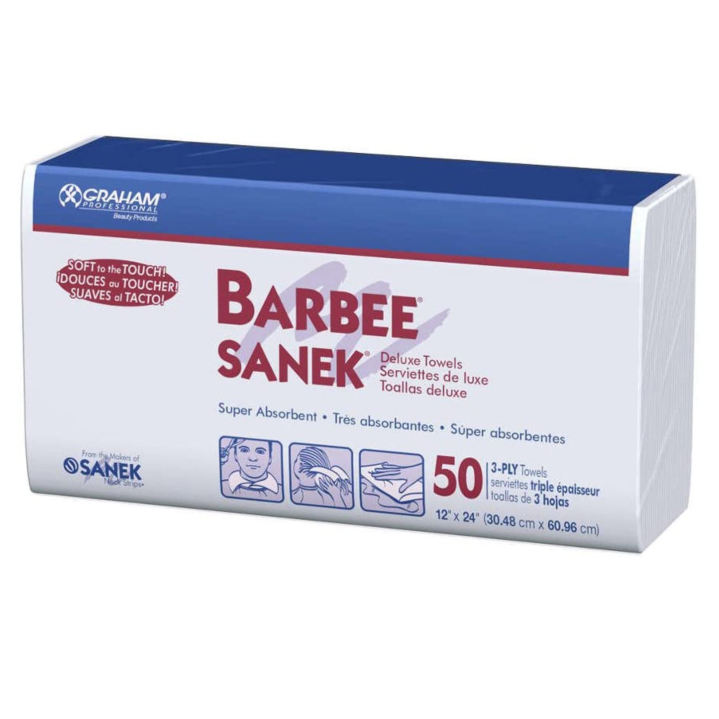 TOWEL, BARBEE 3PLY 12"X24" (500/CS)