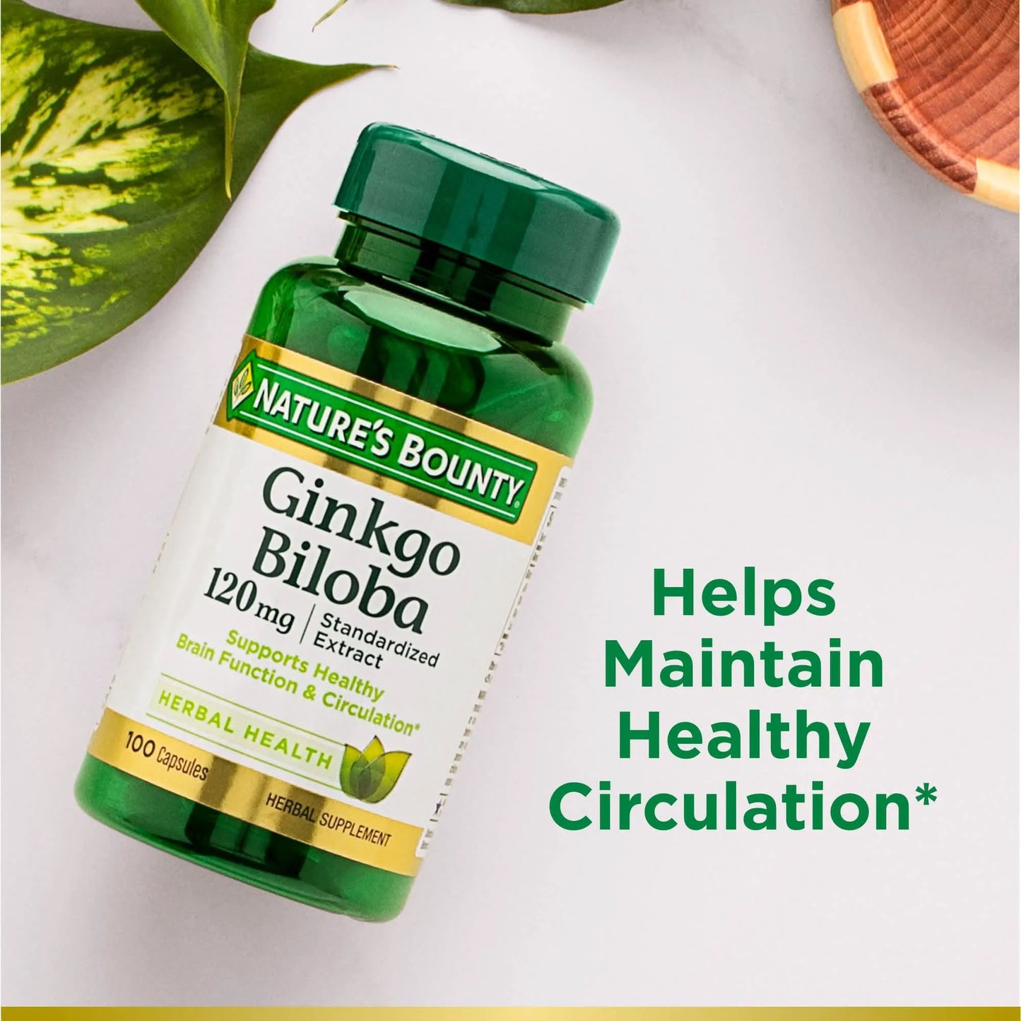 GINKGO BILOBA, CAP NATURES BOUNTY 120MG (100/BT)