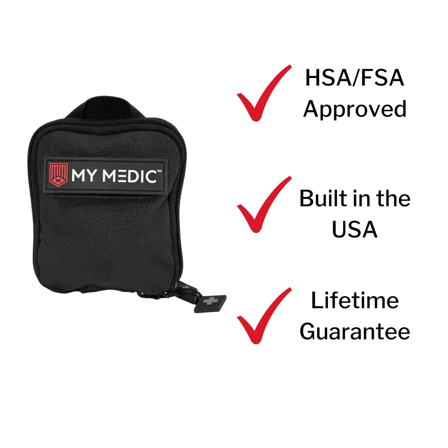 FIRST AID KIT, EVERYDAY CARRY PRO WATERPRF BLK 5.25X4.75X2"