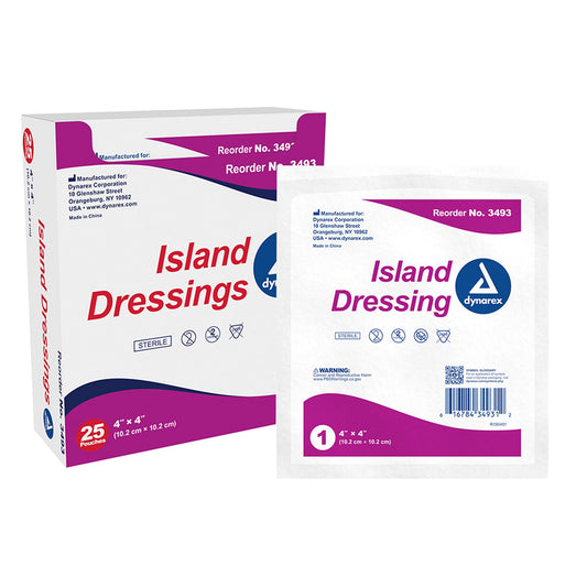 DRESSING, ISLAND STR 4X4" (25/BX 6BX/CS)