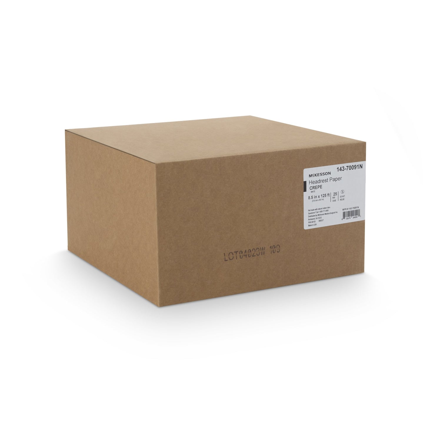 PAPER, HEADREST CREPE WHT 8.5"X125' (25RL/CS)