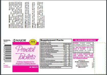 PRENATAL VITAMIN, TAB 27MG/0.8MG (30/BT)