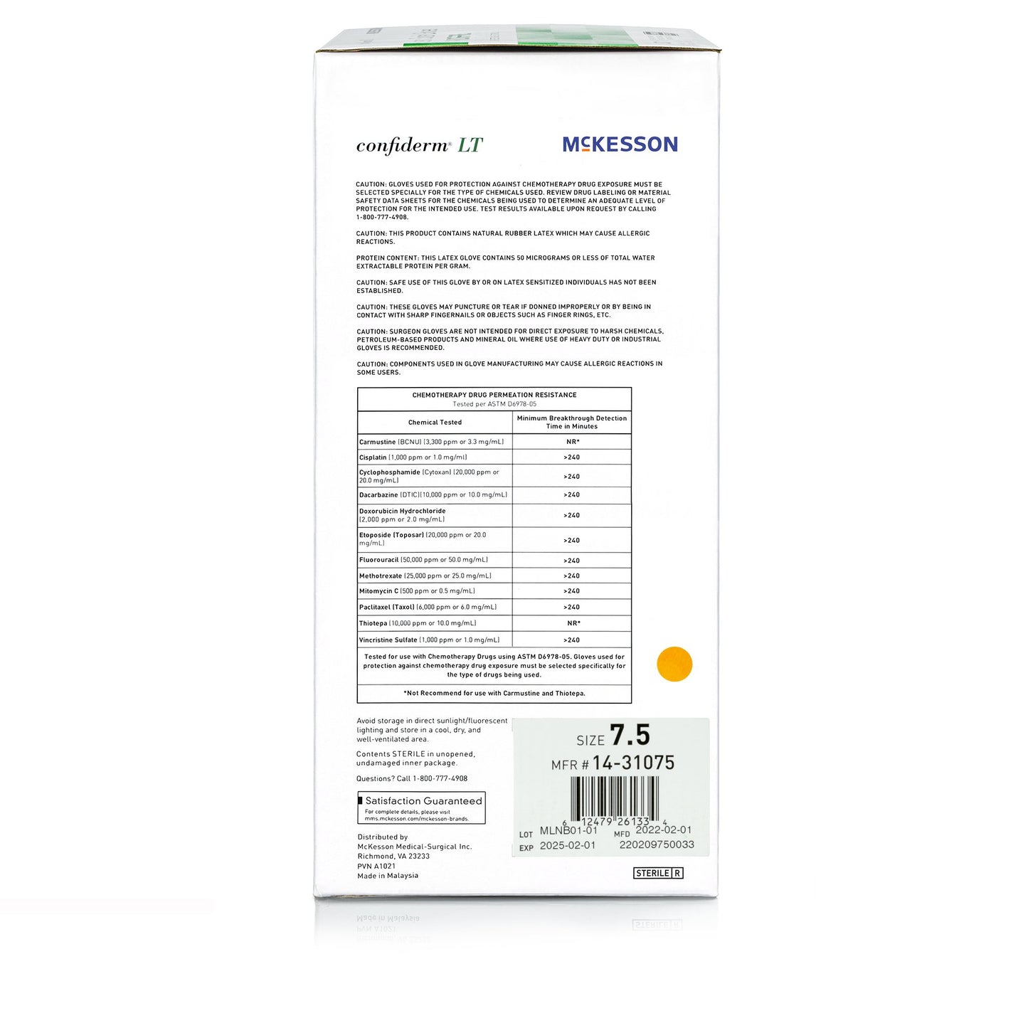 GLOVE, SURG CONFIDERM LT LTX 7.5 STR2 TXT (50PR/BX 4BX/CS)