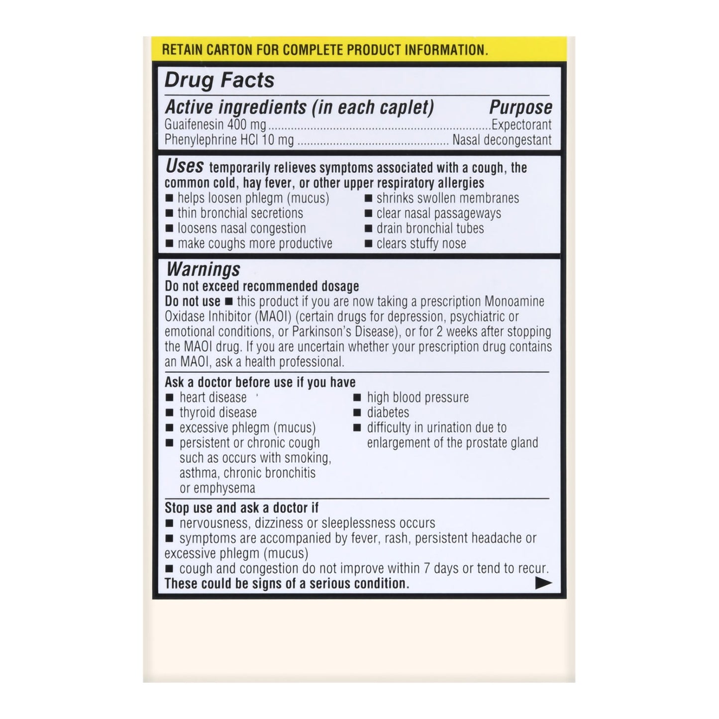 CHEST CONGESTION RELIEF PE, CAPL FT SM (50/BX)