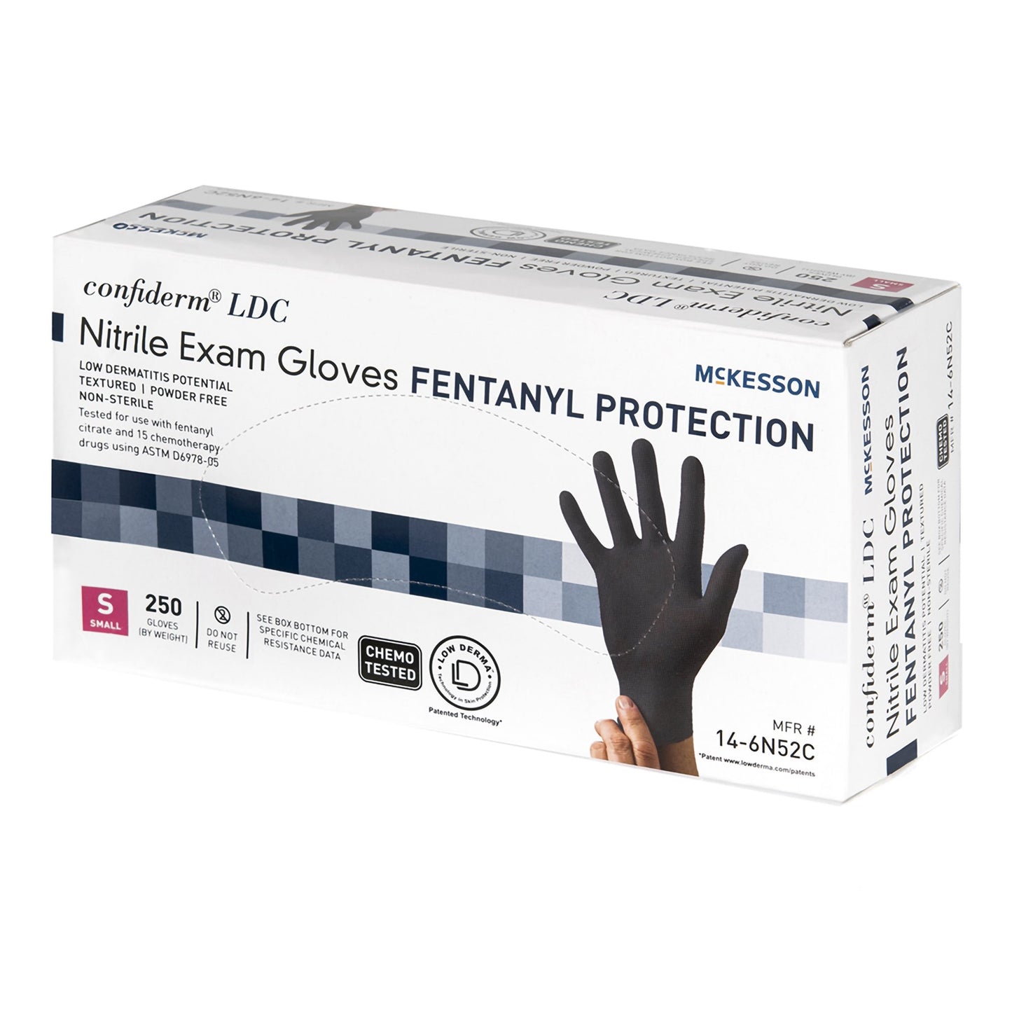 GLOVE, EXAM NTRL SM N/S CHEMO BLK LDC (250/BX 10BX/CS)