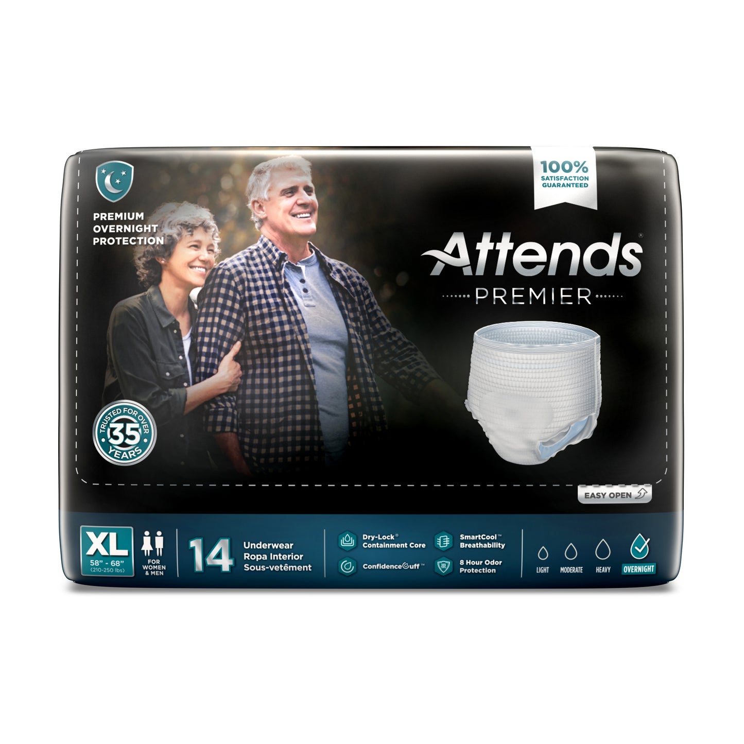 UNDERWEAR, INCONT ATTENDS PREMIER XLG (14/BG 4BG/CS)