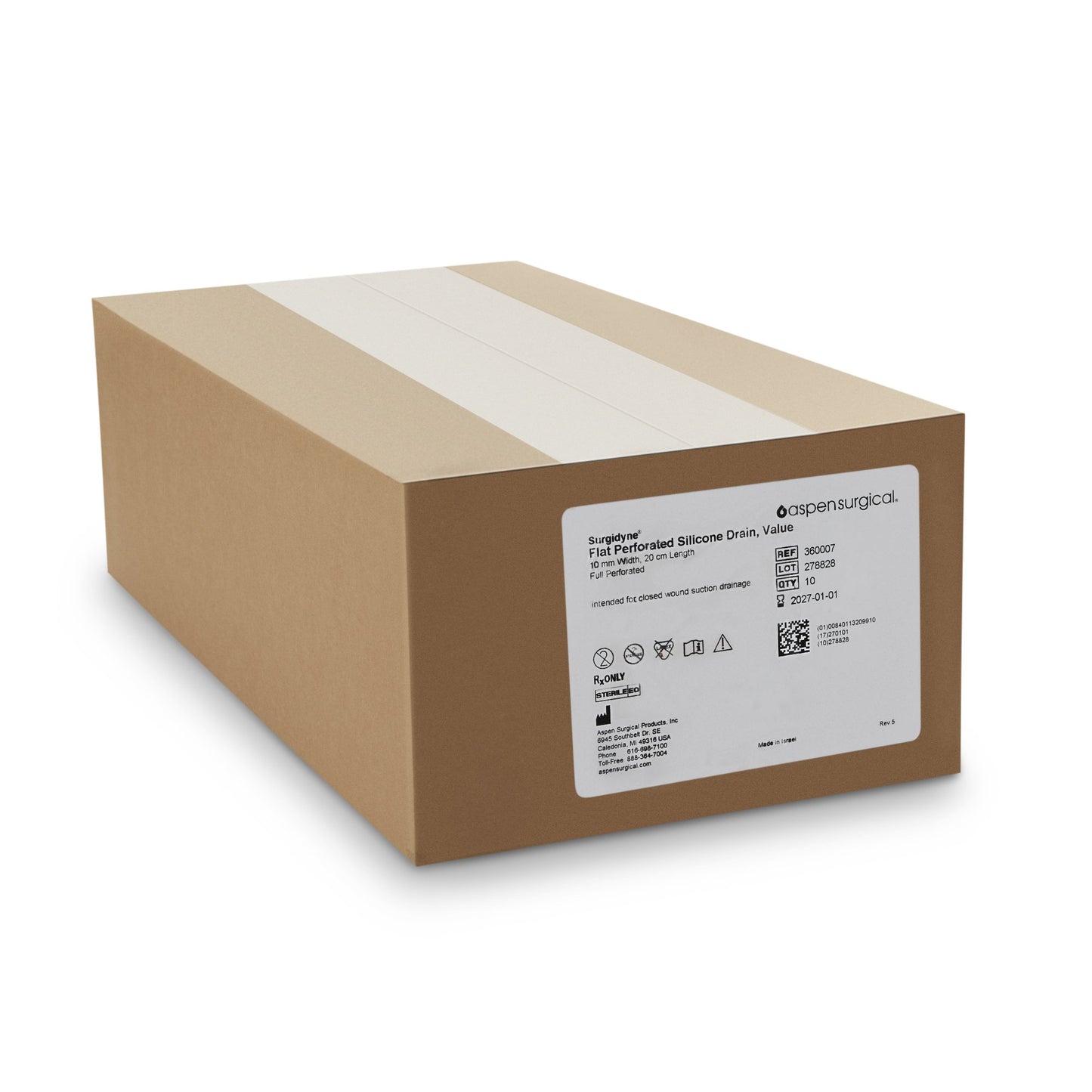 DRAIN, HUBLESS FLT FULL PERF 10MMX20CM (10/CS)