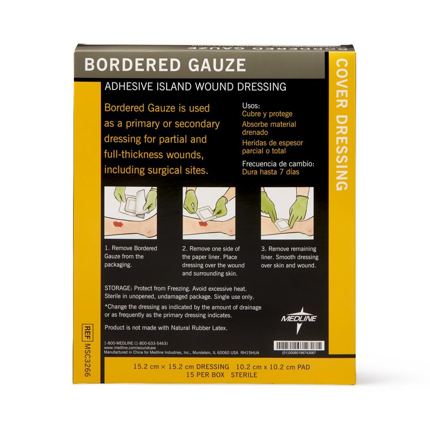 GAUZE, BORDERED STR 6"X6" (15/BX 10BX/CS)