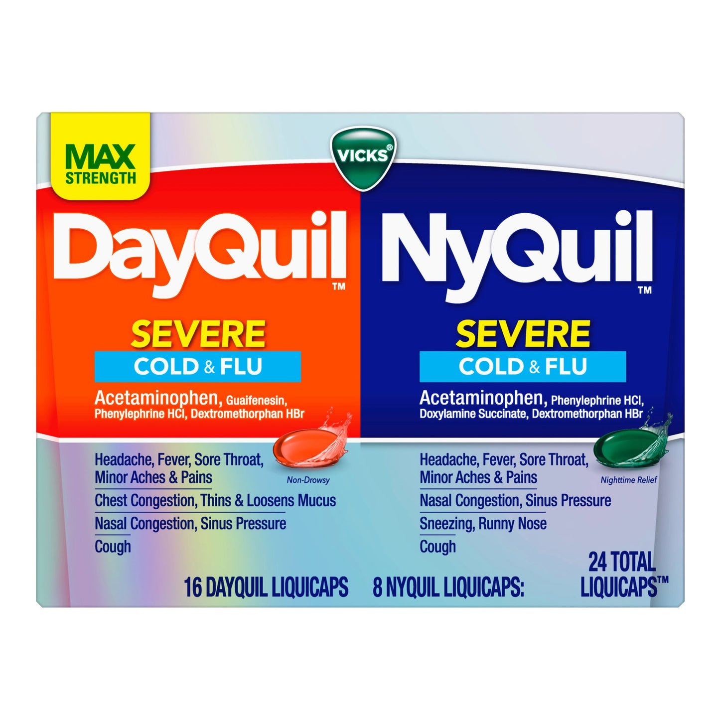 DAYQUIL/NYQUIL, LIQ CAP VICKS SEVERE COLD & FLU (24/CT)