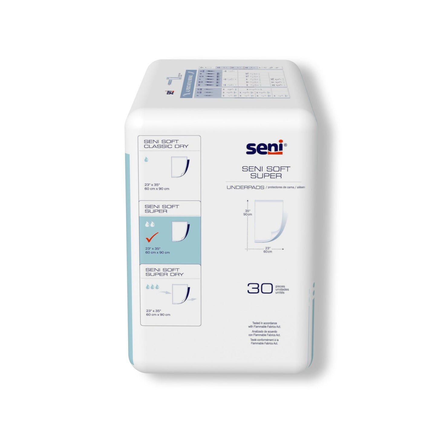 UNDERPAD, SENI SOFT SUPER HYGIENIC 23"-35" (30/PK 2PK/CS)
