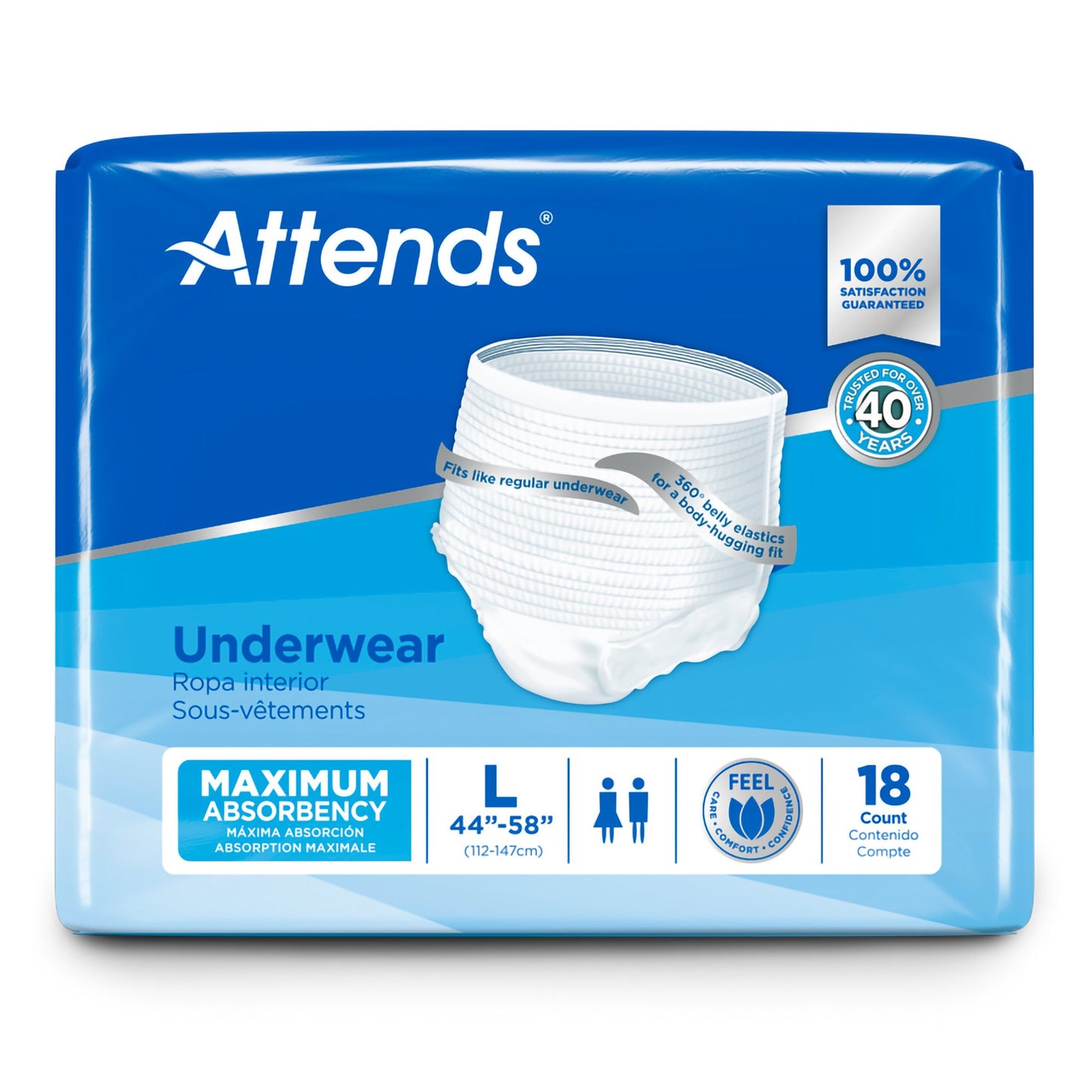 UNDERWEAR, ATTENDS MAX ABSRB LG (18/BG 4BG/CS)