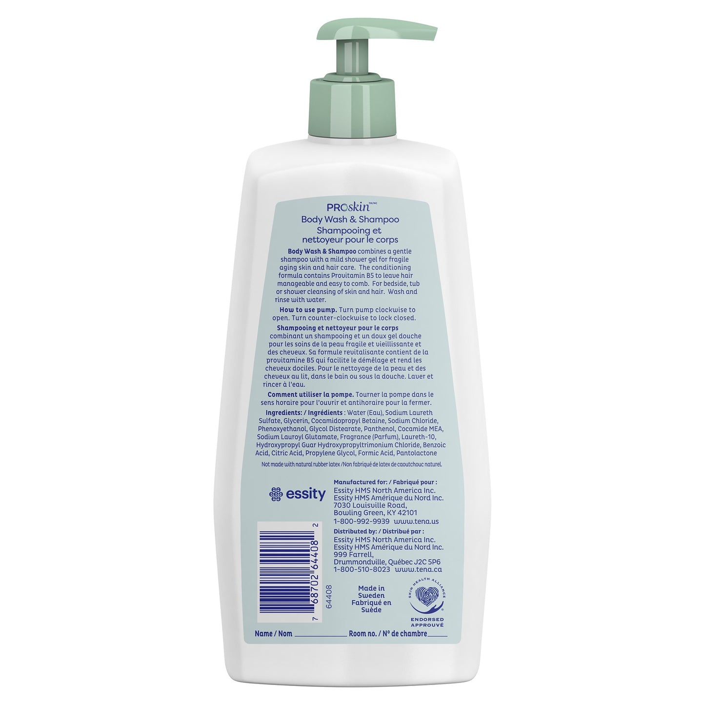BODYWASH/SHAMPOO TENA UNSCNTD PMP 33.8 FL OZ (8/C SCAPER