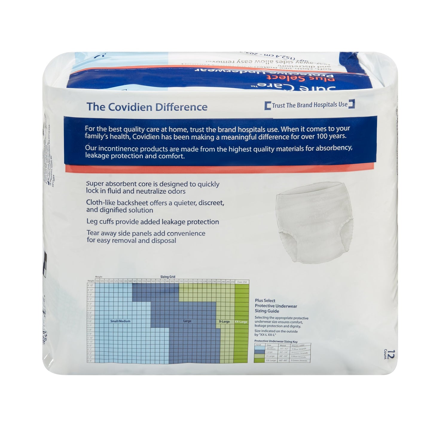 UNDERWEAR, PROTECTIVE HEAVY ABSRB 60"-80" 2XLG (12/BG 4BG/C