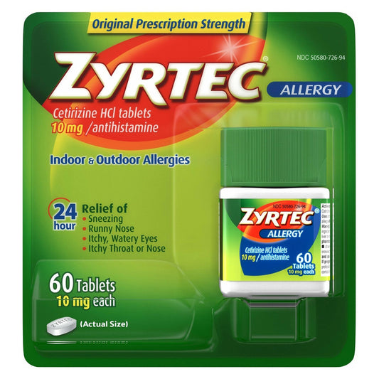 ZYRTEC, TAB ALLERGY 10MG (60/BT 24BT/CS)