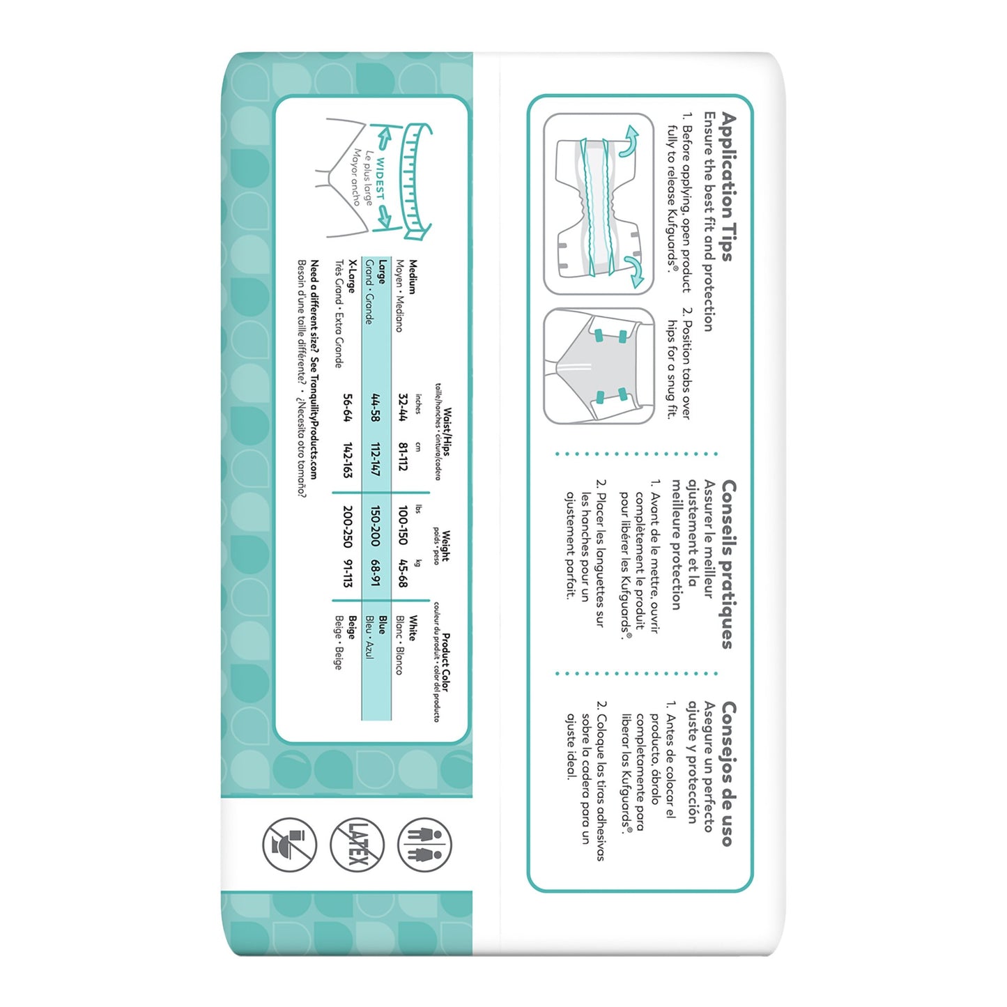 BRIEF, INCONT TRANQ ESSENT BRTHABL WHT LG (25/BG 4BG/CS)