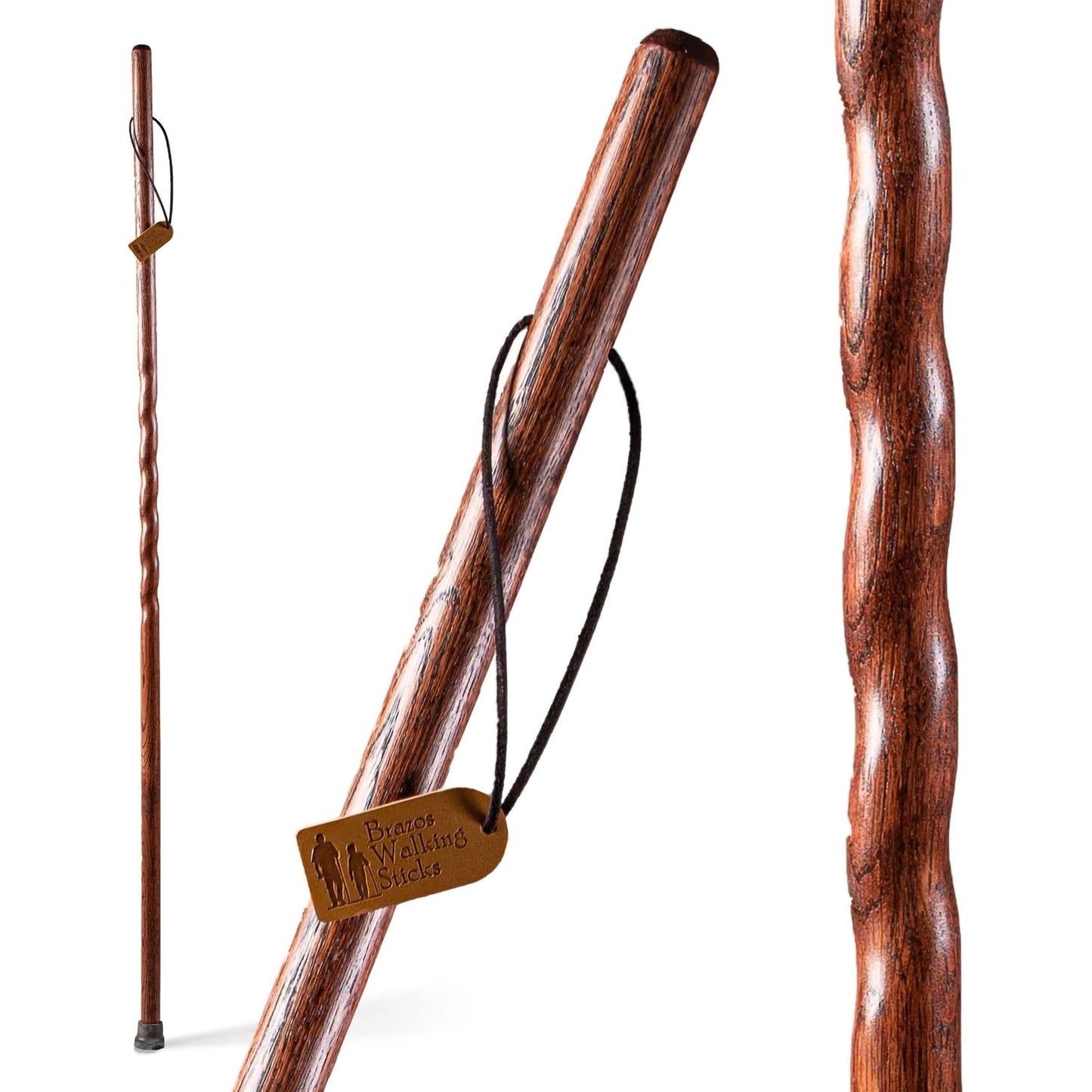 STICK, WALKING WOOD BRAZOS TWISTED TREKKER OAK RED 55"