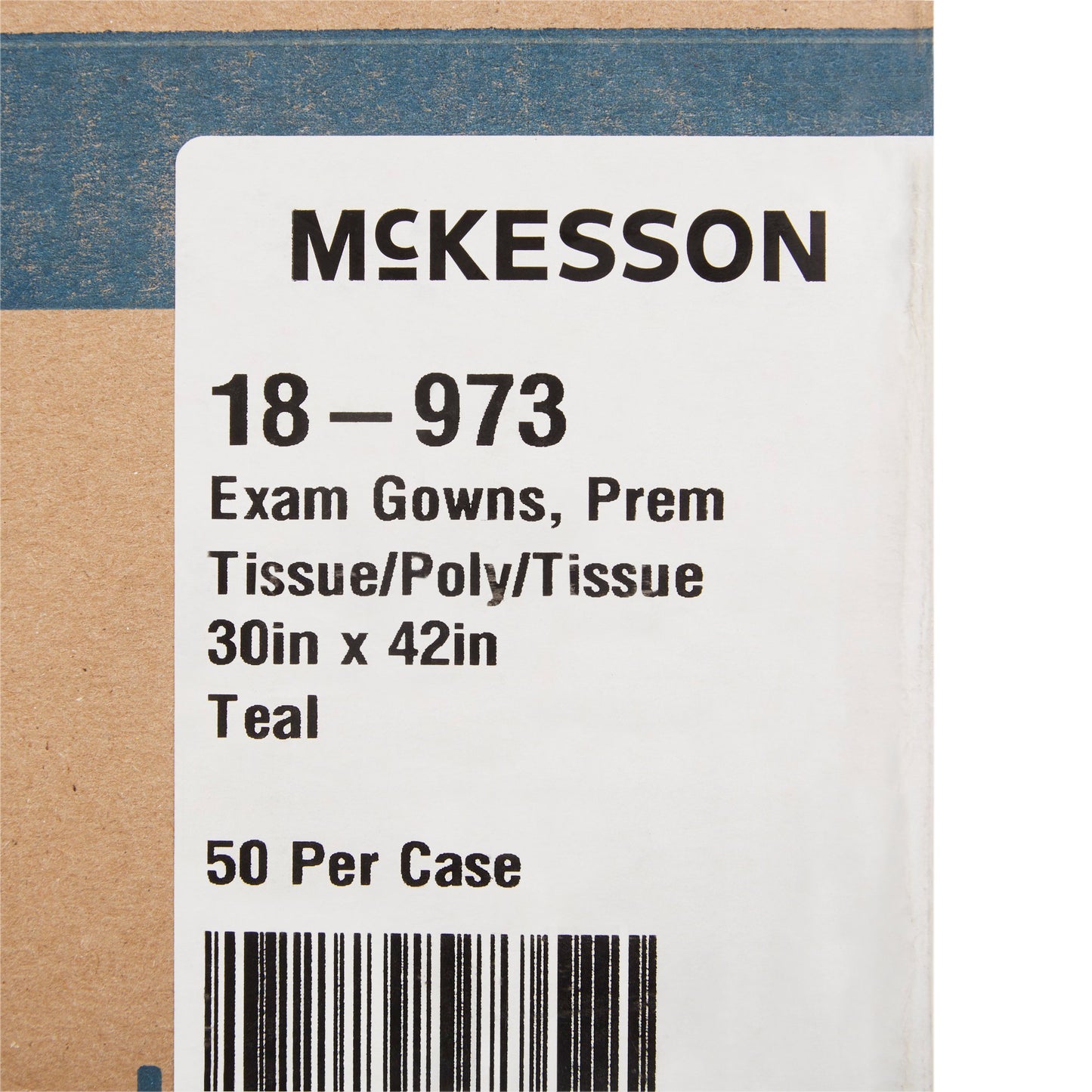 GOWN, EXAM T/P/T F/B OPN TEAL 30X42 (50/CS)