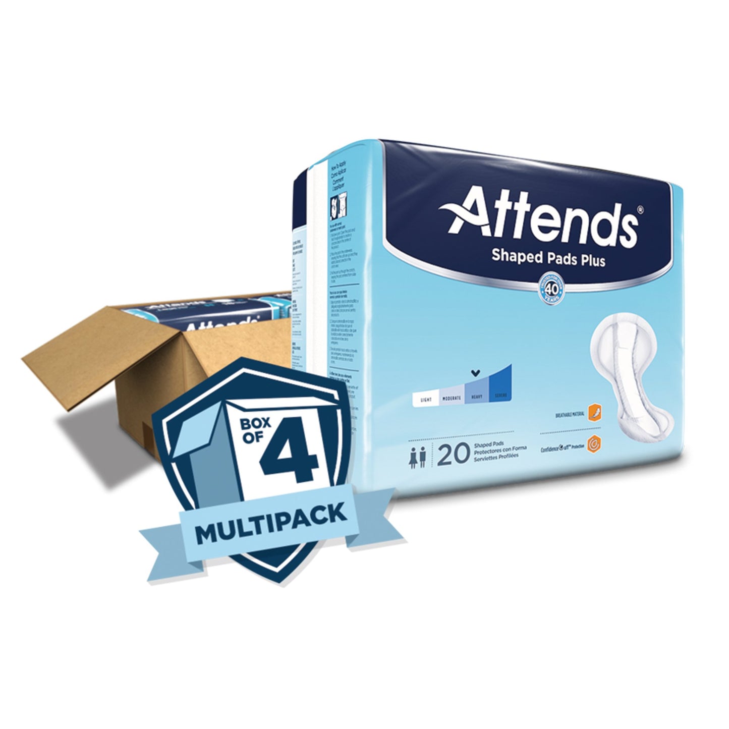 PAD, ATTENDS SUPER PLUS SHAPED(20/PK 4PK/CS)