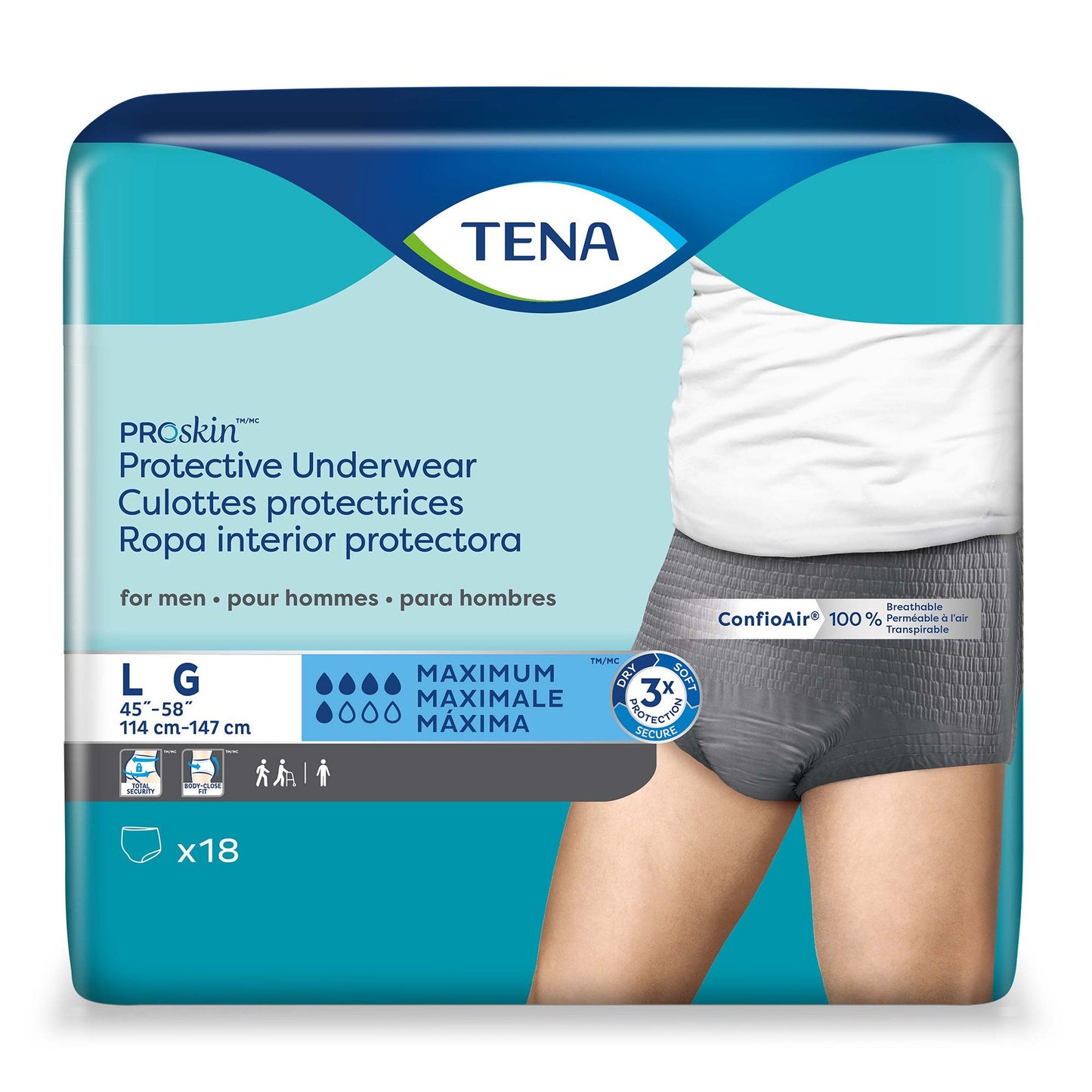 UNDERWEAR, INCONT PROTECTIVE PROSKIN MENS LG (18/BG 4BG/CS)