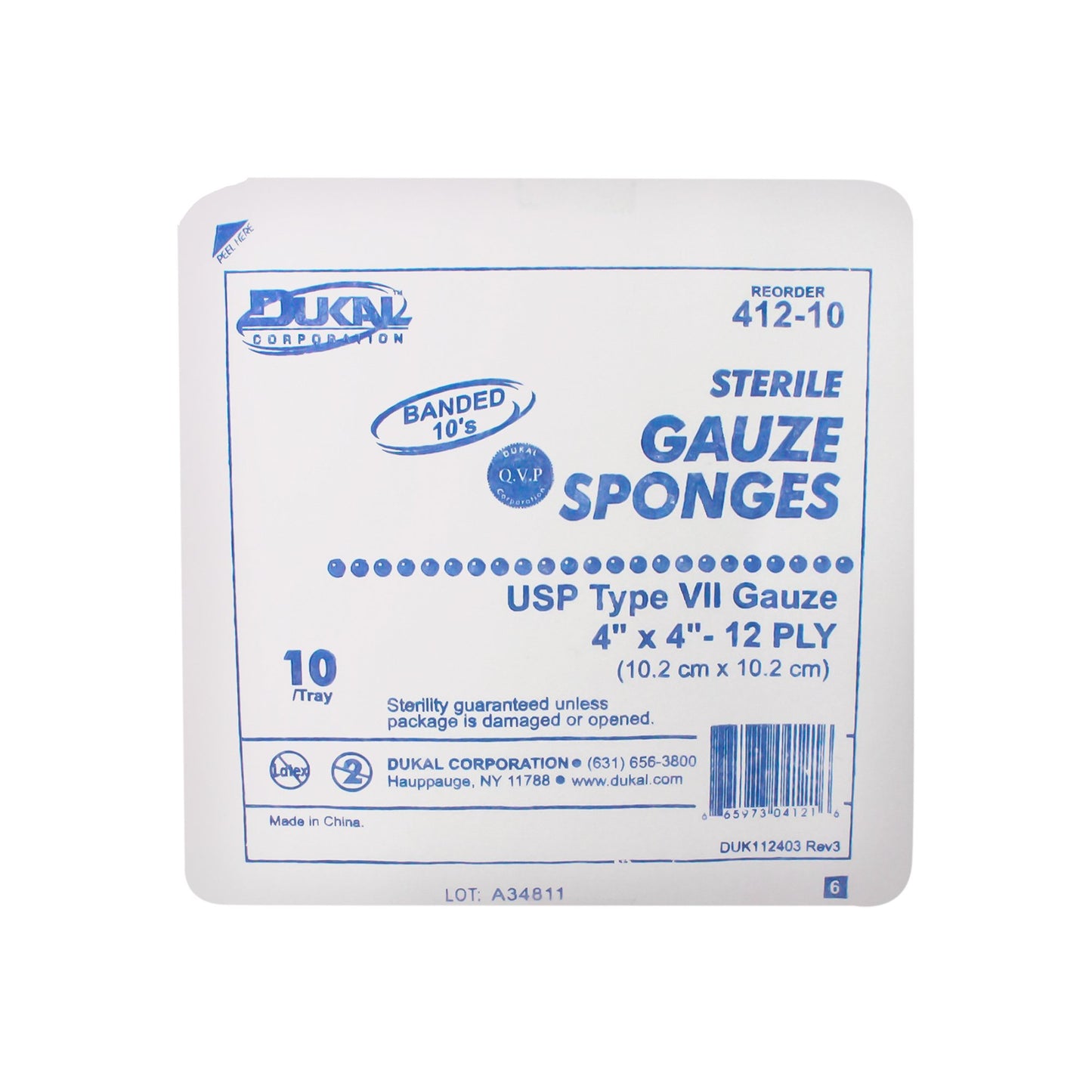 SPONGE, STR 4X4 12PLY (10/TR 128TR/CS)