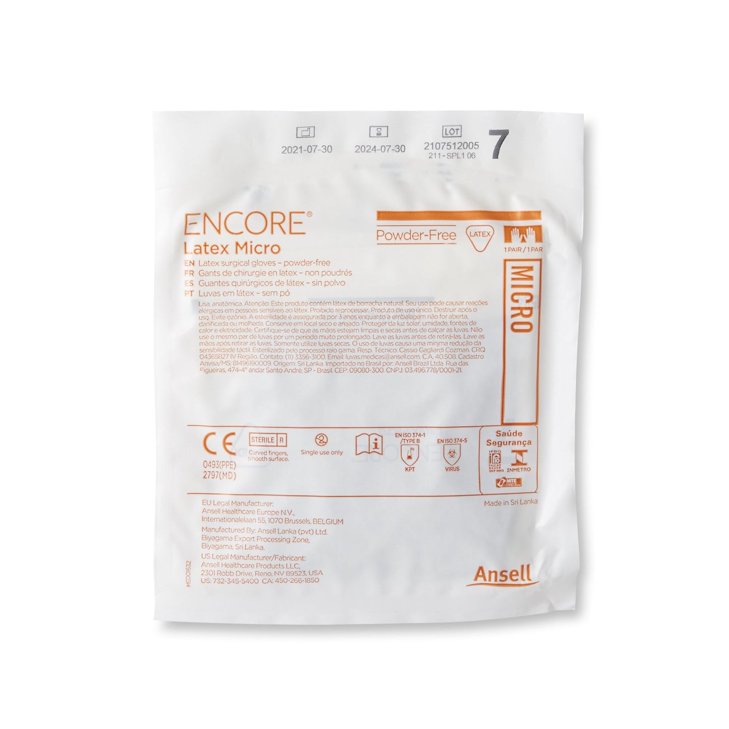 GLOVE, SURG LTX 7.0 STR2 SMTH (50PR/BX 4BX/CS)