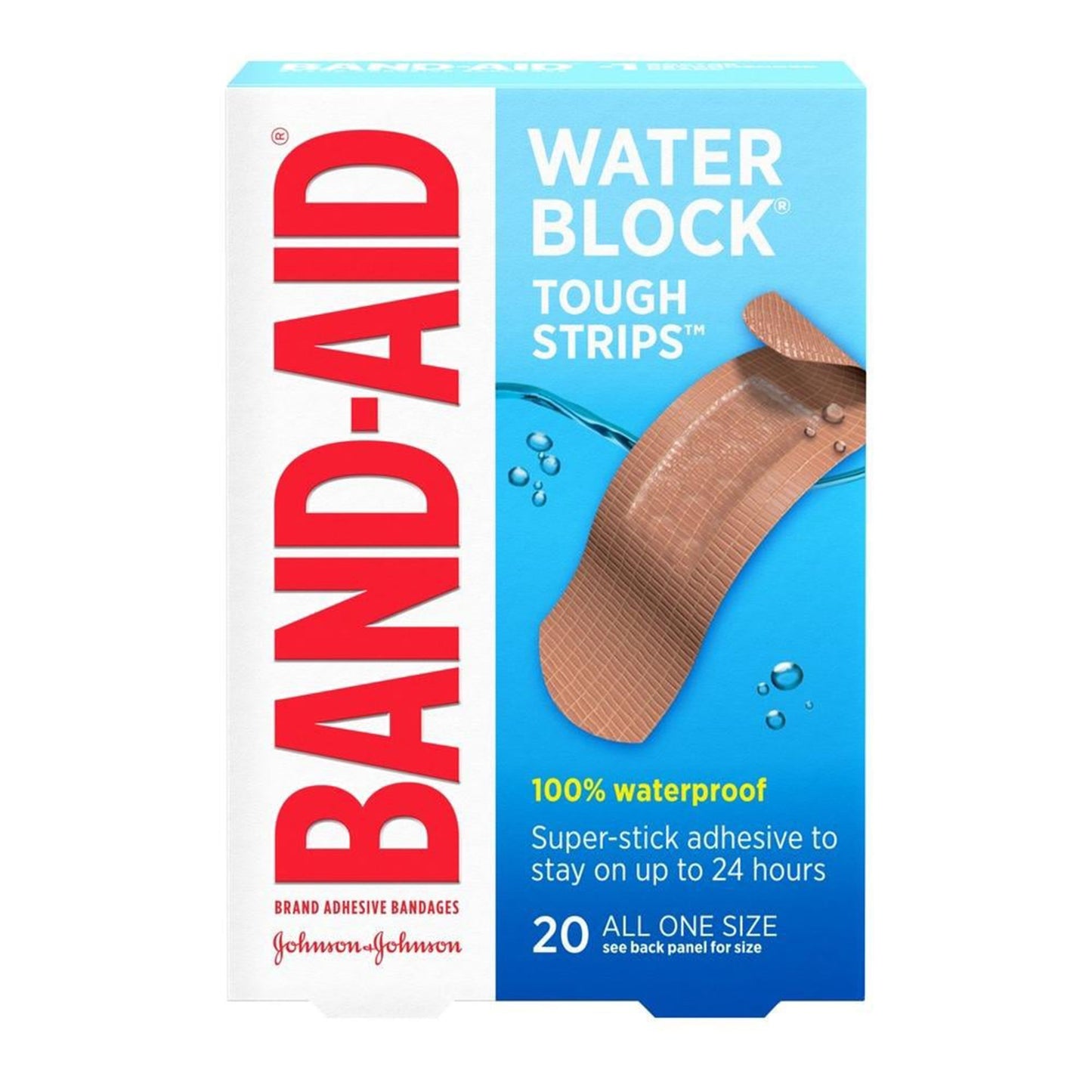 BANDAGE, ADH BAND-AID WATER BLOCK TOUGH (20/BX)