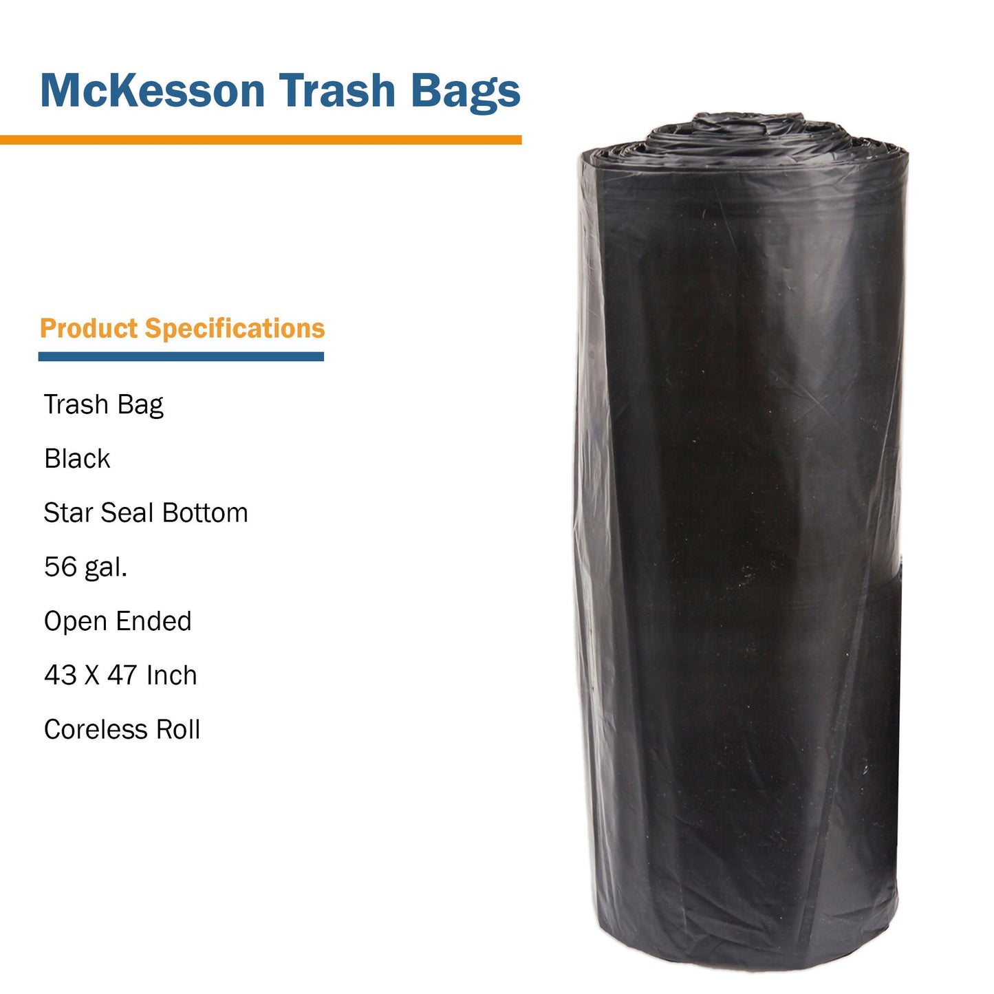 LINER, CAN BLK 1.50MIL 43"X47"56GL (100/CS)