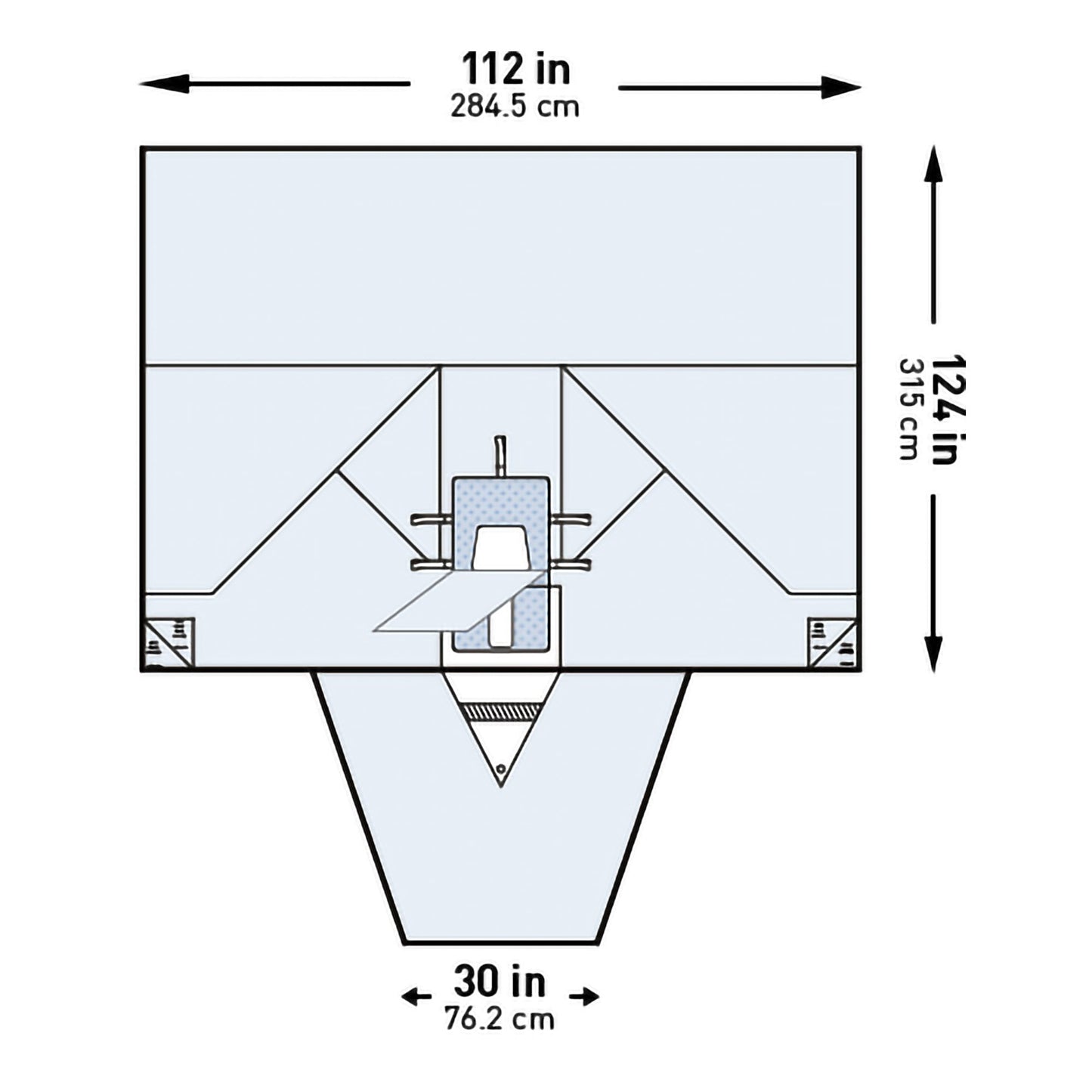 DRAPE, SURGICAL PELVY LAP STR 112"X30"X124" (10/CS)