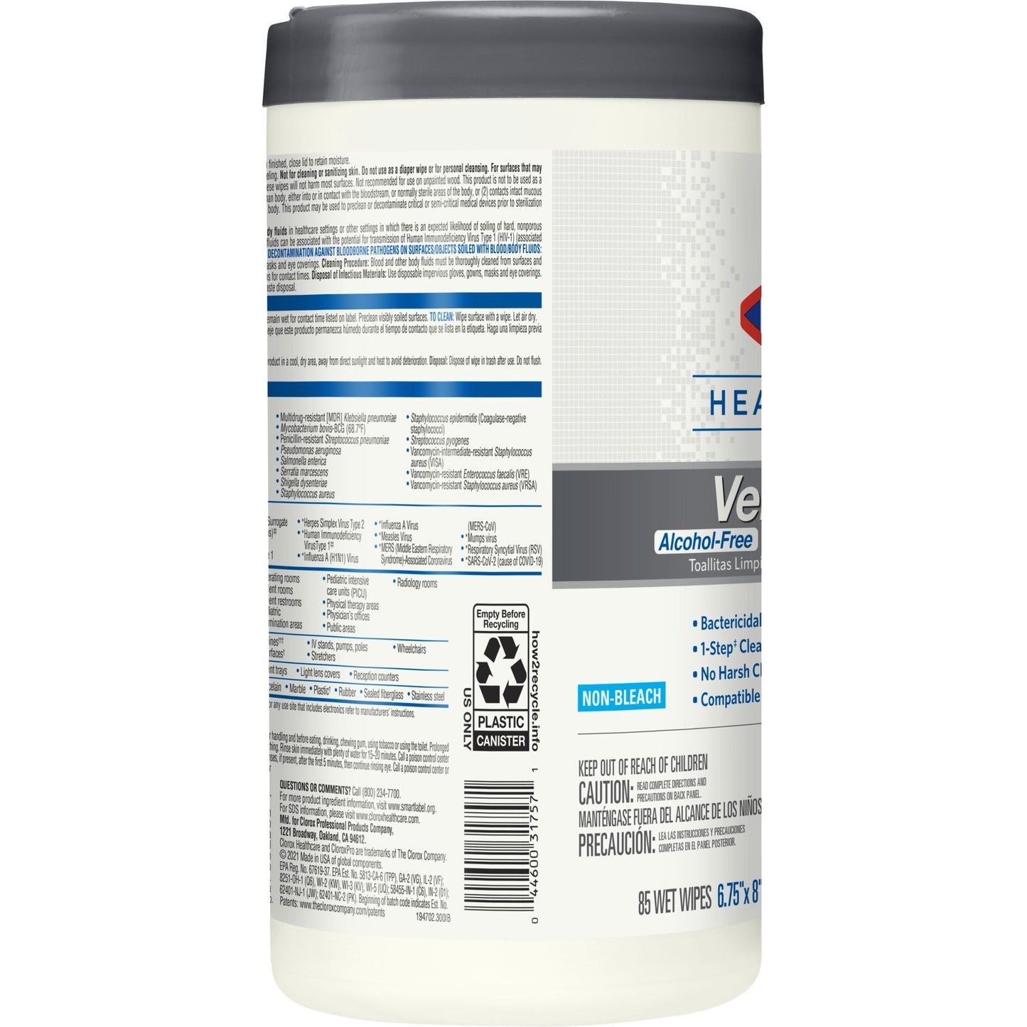 WIPE, DISINFECTANT VERSASURE ALCOHOL FREE (85/CT 6CT/CS)
